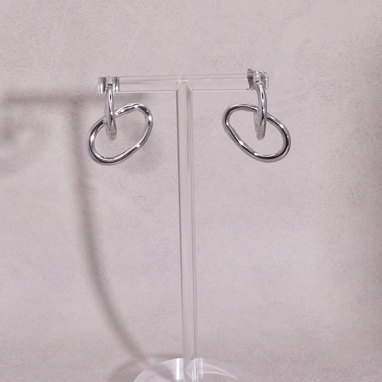 Daniella Textured Oval Hoop Drop Metal Earrings