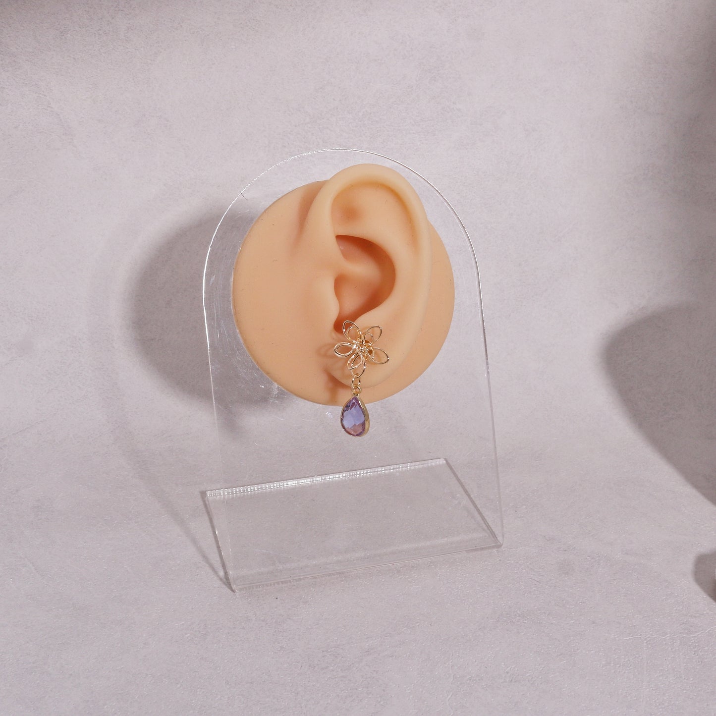 Jayda Crystal Briolette and Floral Drop Dangle Earrings