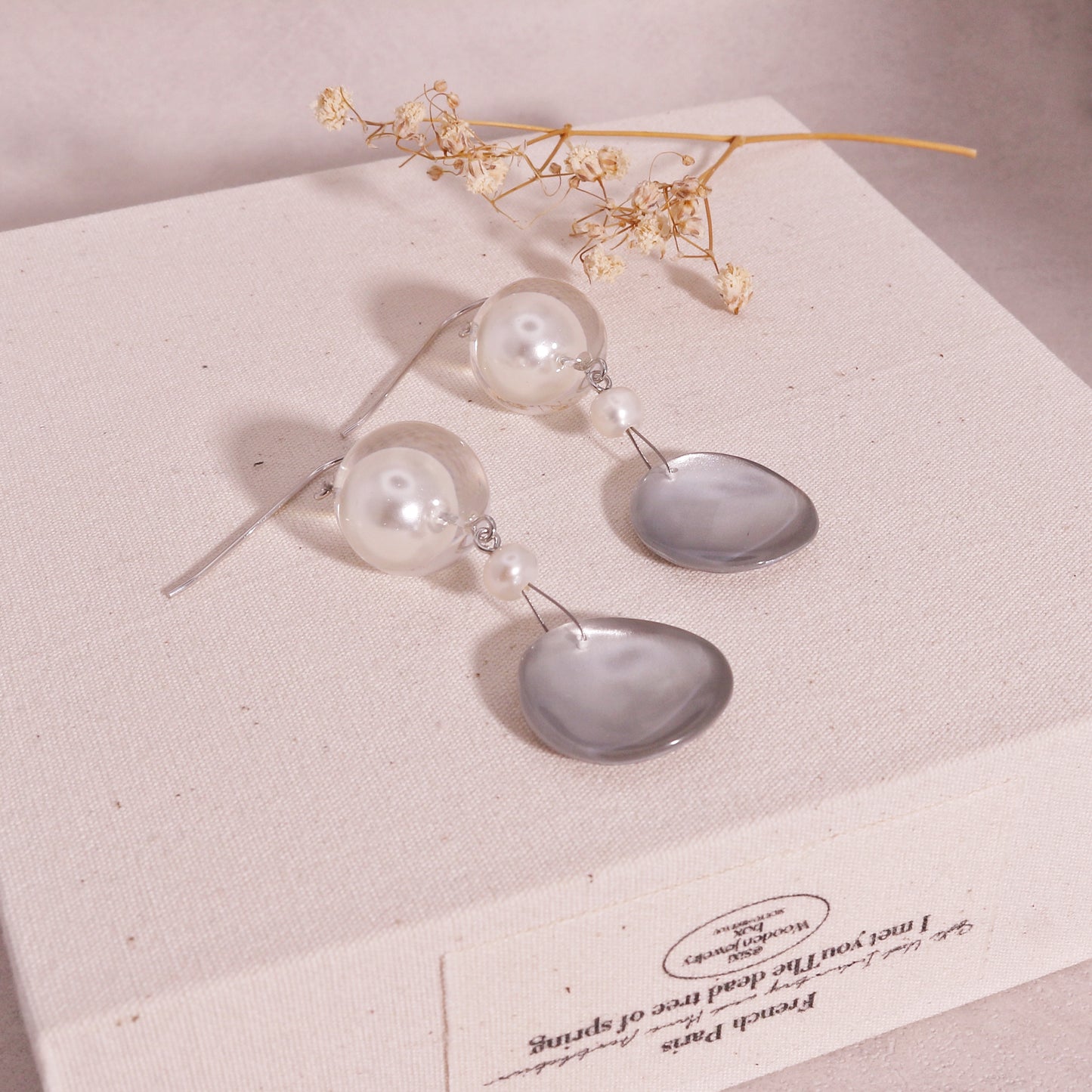 Precious- Amor Silver Pearl Drop Earrings