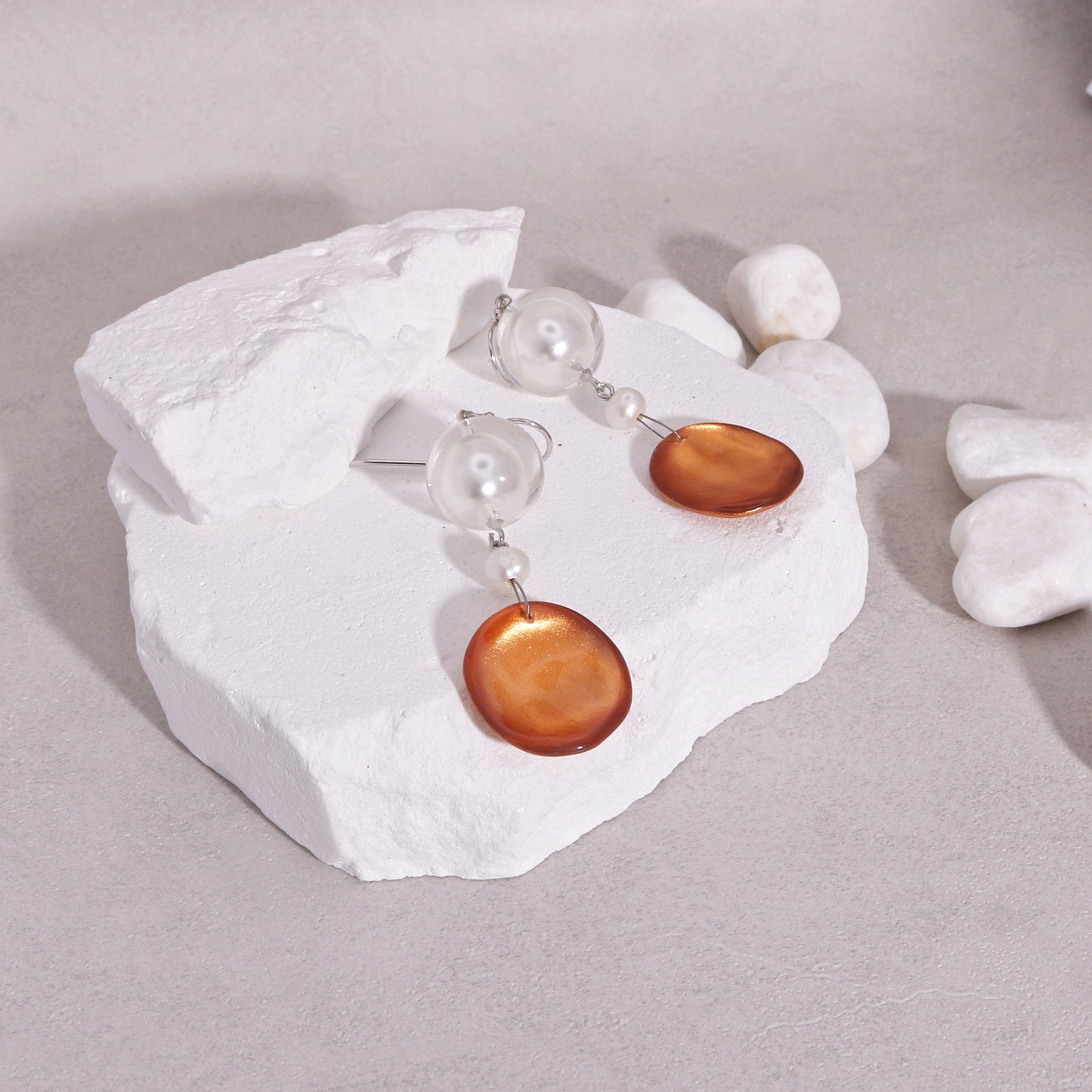Precious- Amor Rose Gold Pearl Drop Earrings