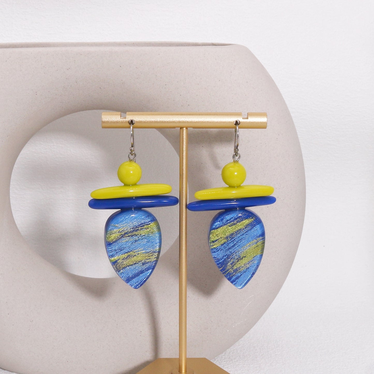 ZSISKA -Minerva Funky Blue Yellow Dangle Earrings