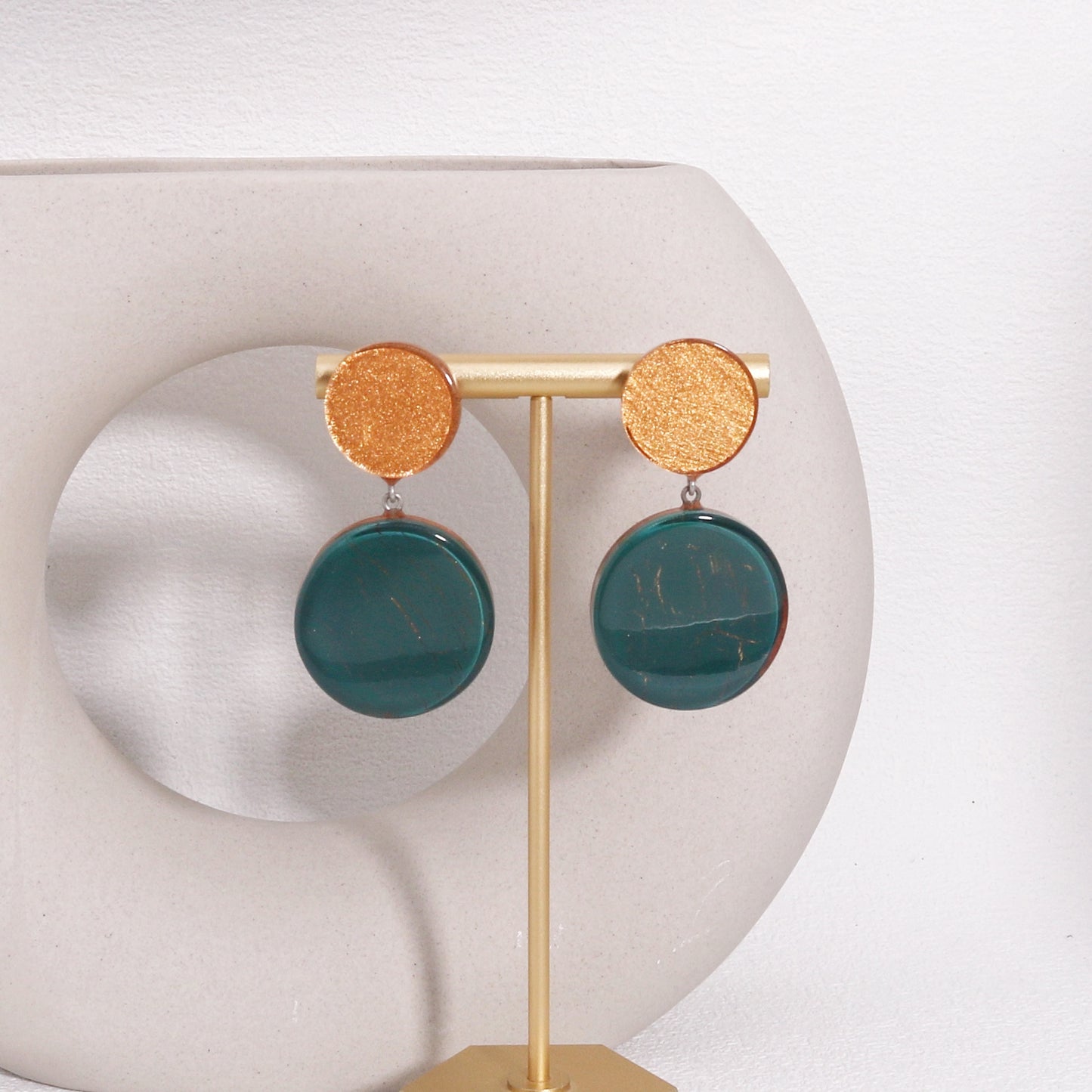SELENE Emerald Green Circle Drop Earrings