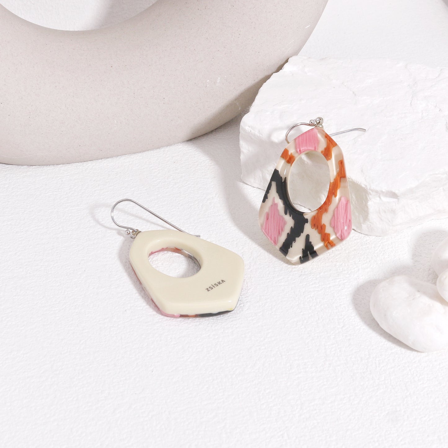 ANDA Ikat Print Drop Earrings