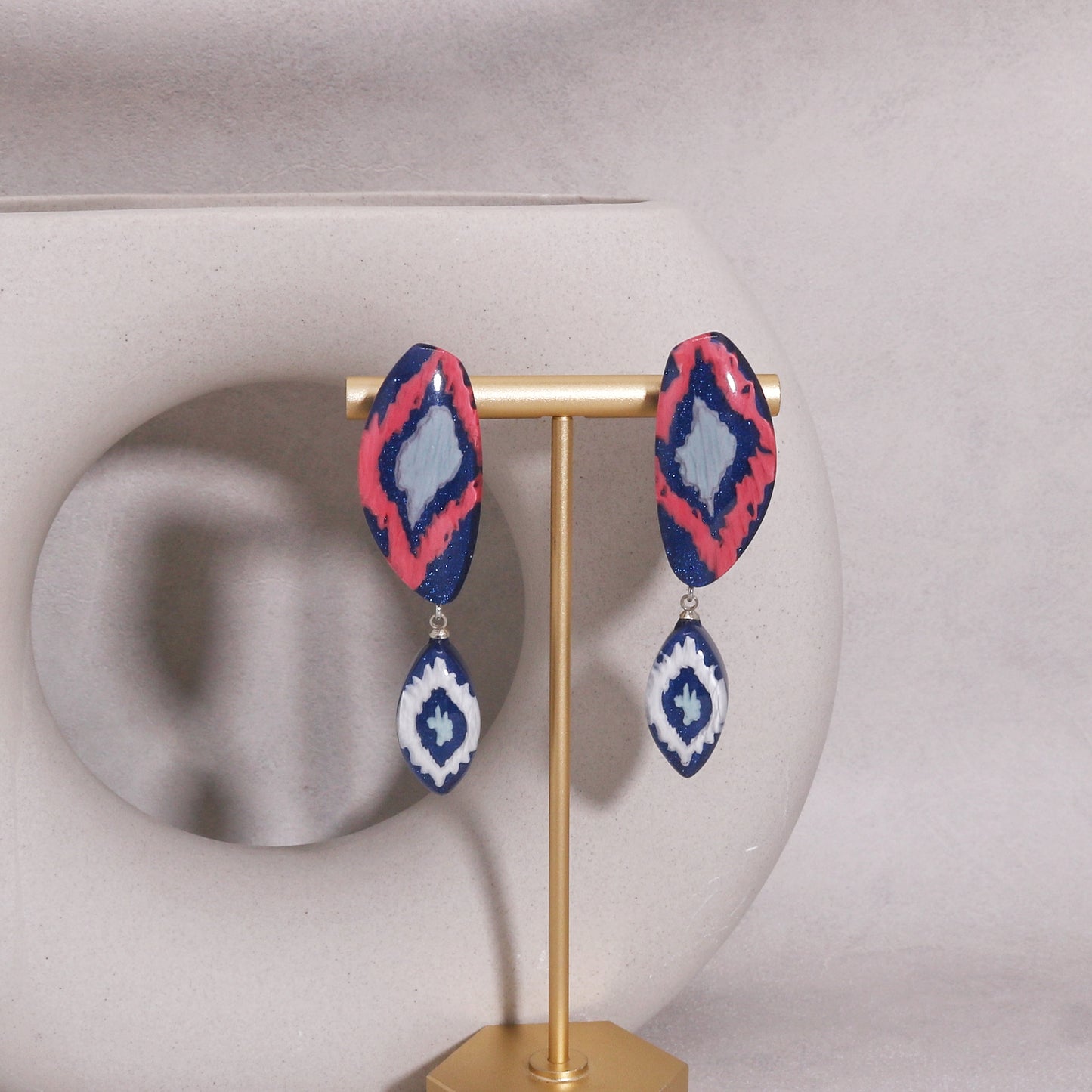 ANDA Ikat Print Double Drop Earrings