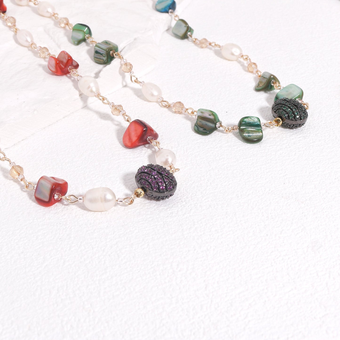 Desiree Handmade Natural Gem Long Necklace