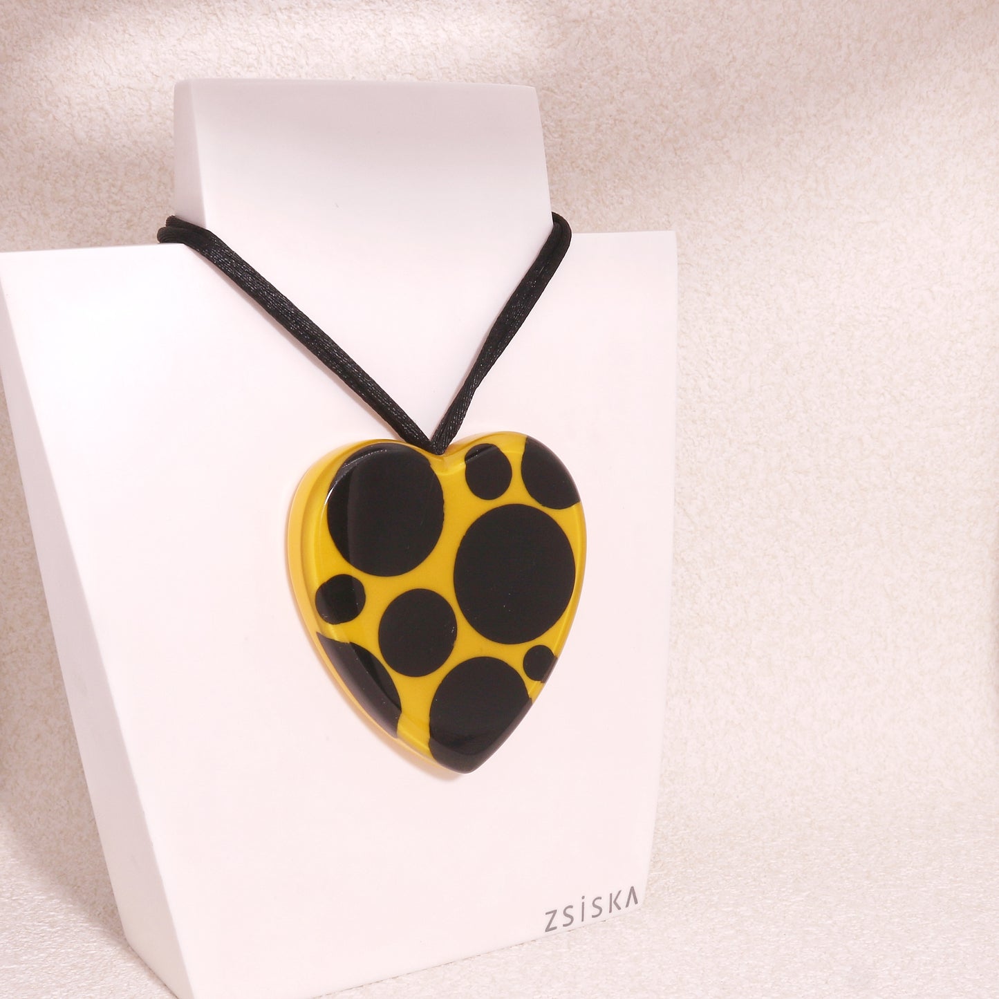 ITSY BITSY Black Yellow Polka Dot Pendant Necklace