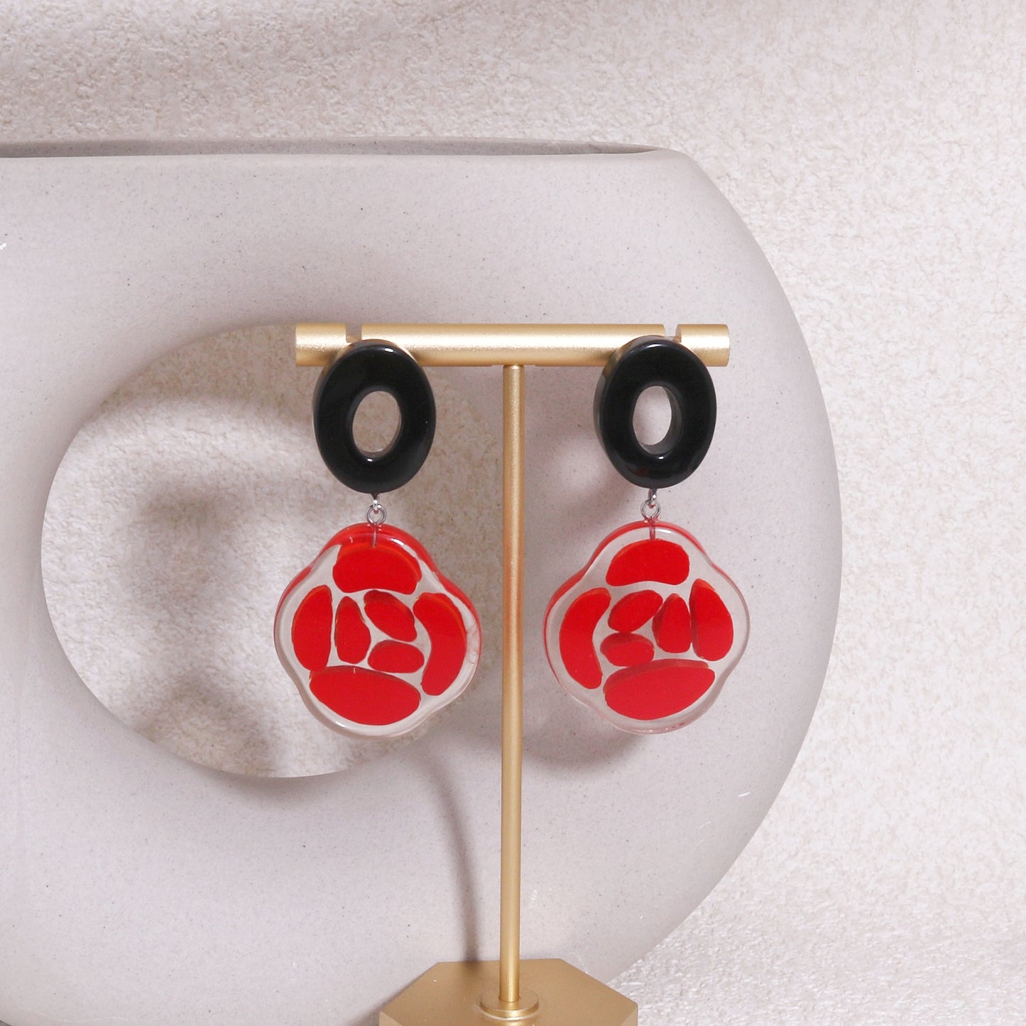ROSELYN Painted Flower Statement Drop Earrings
