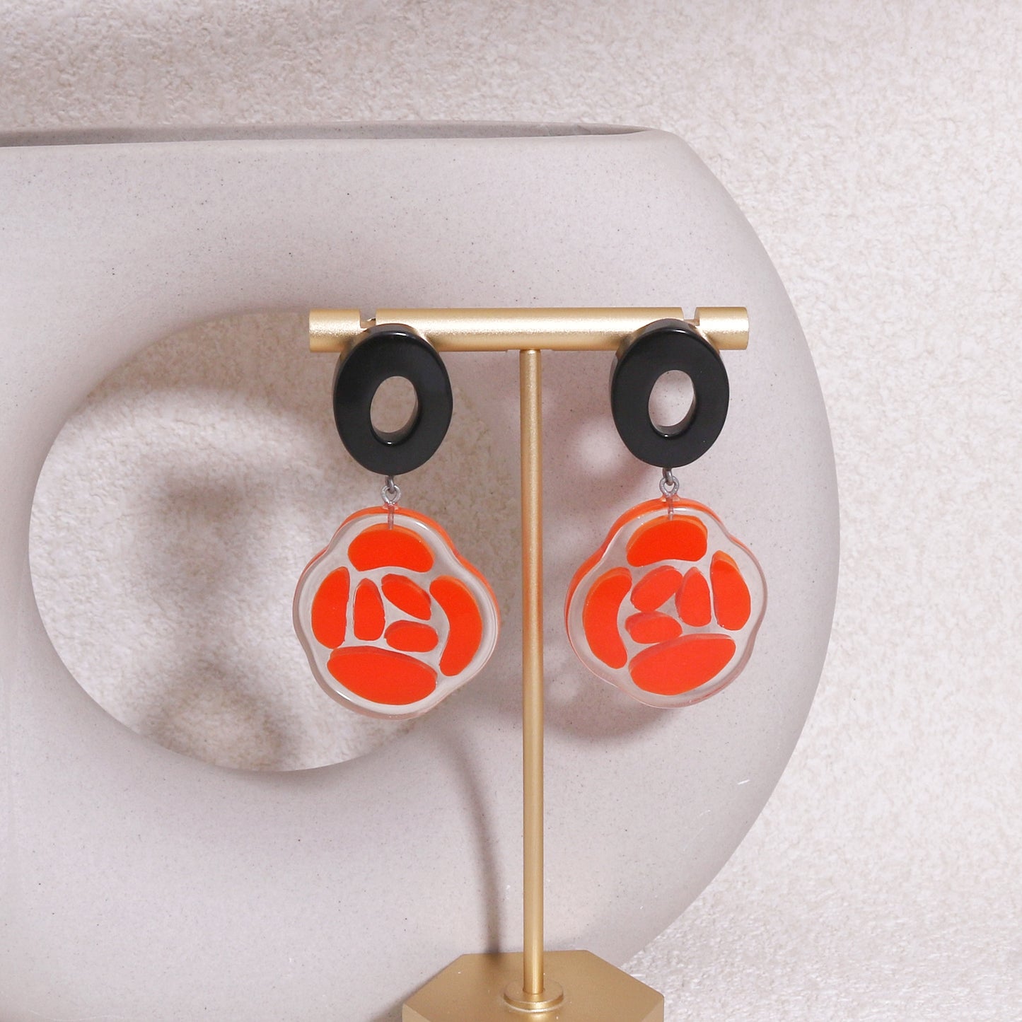 ROSELYN Painted Flower Statement Drop Earrings