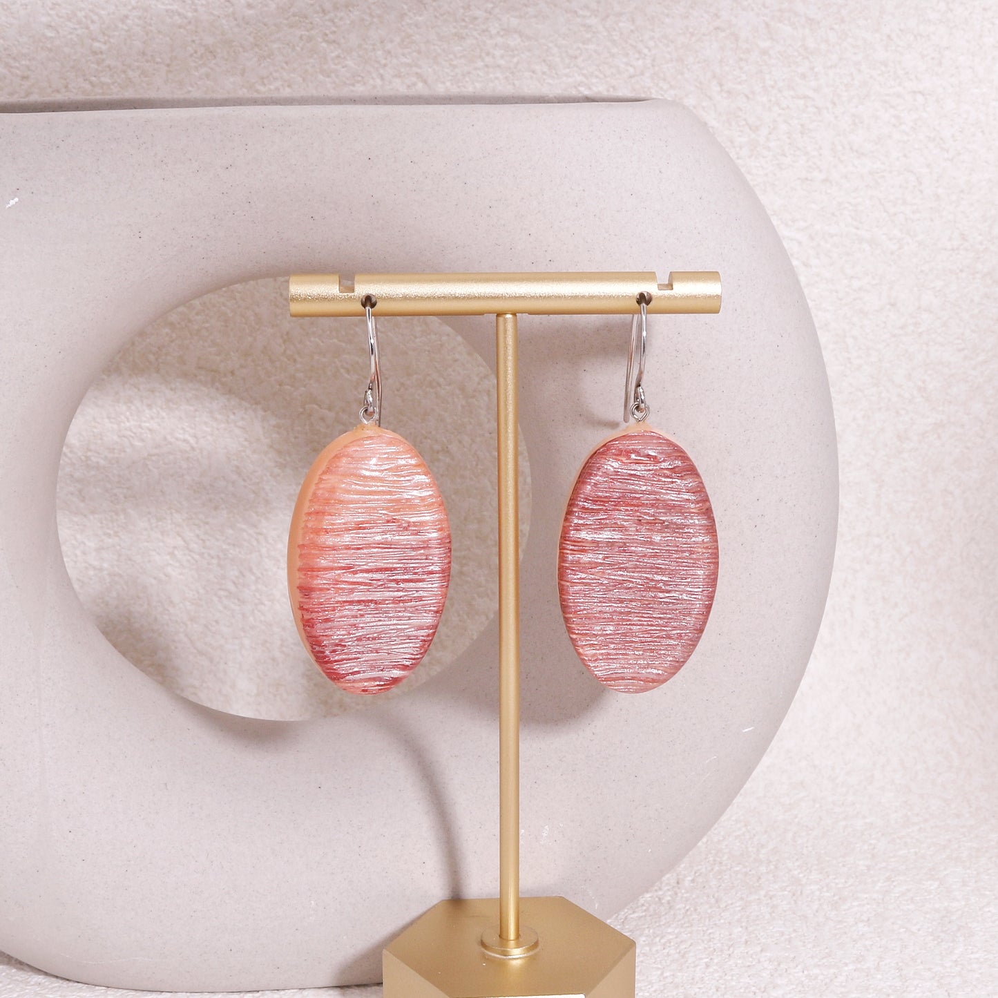 ZSISKA Peach Pink Short Drop Earrings