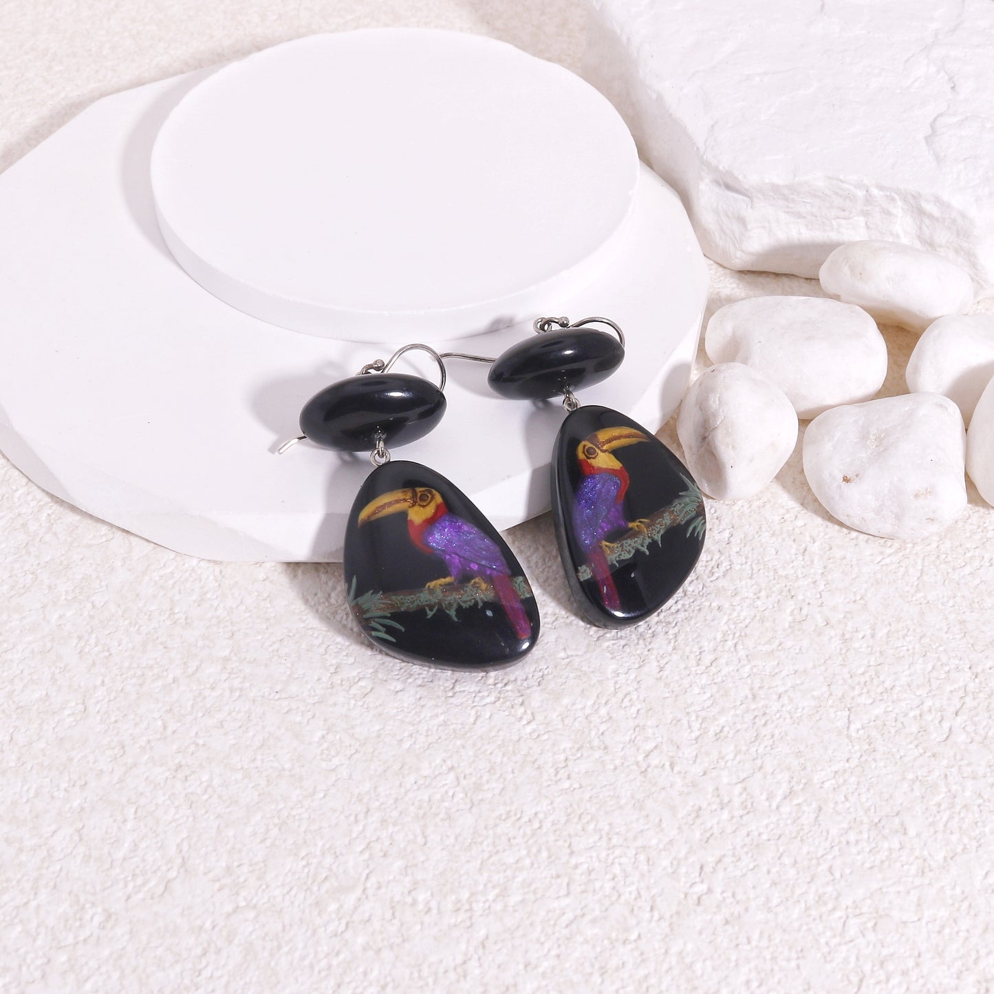 ZSISKA Toucan Black Casual Drop Earrings
