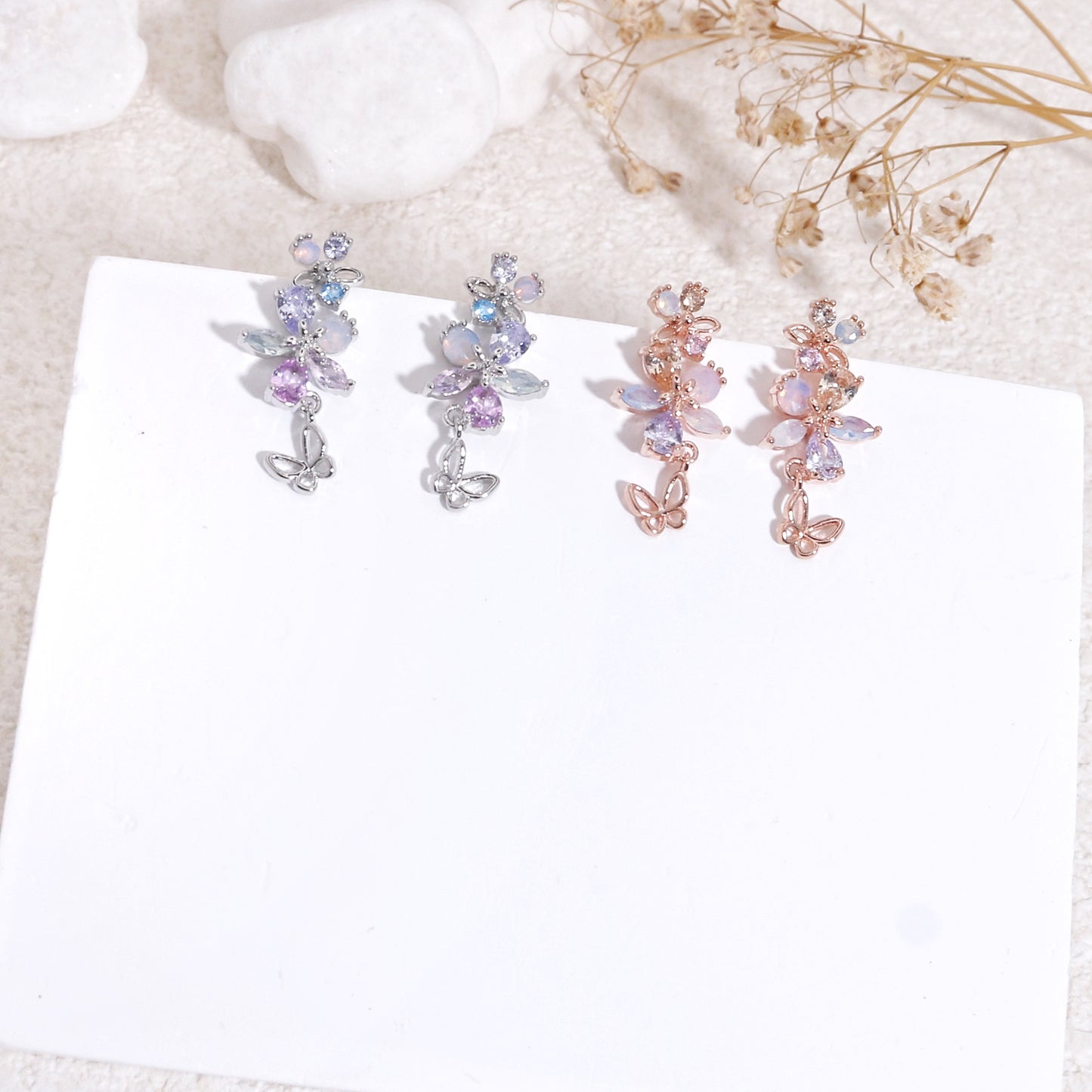 Rose Floral Bouquet Drop Dangle Earrings