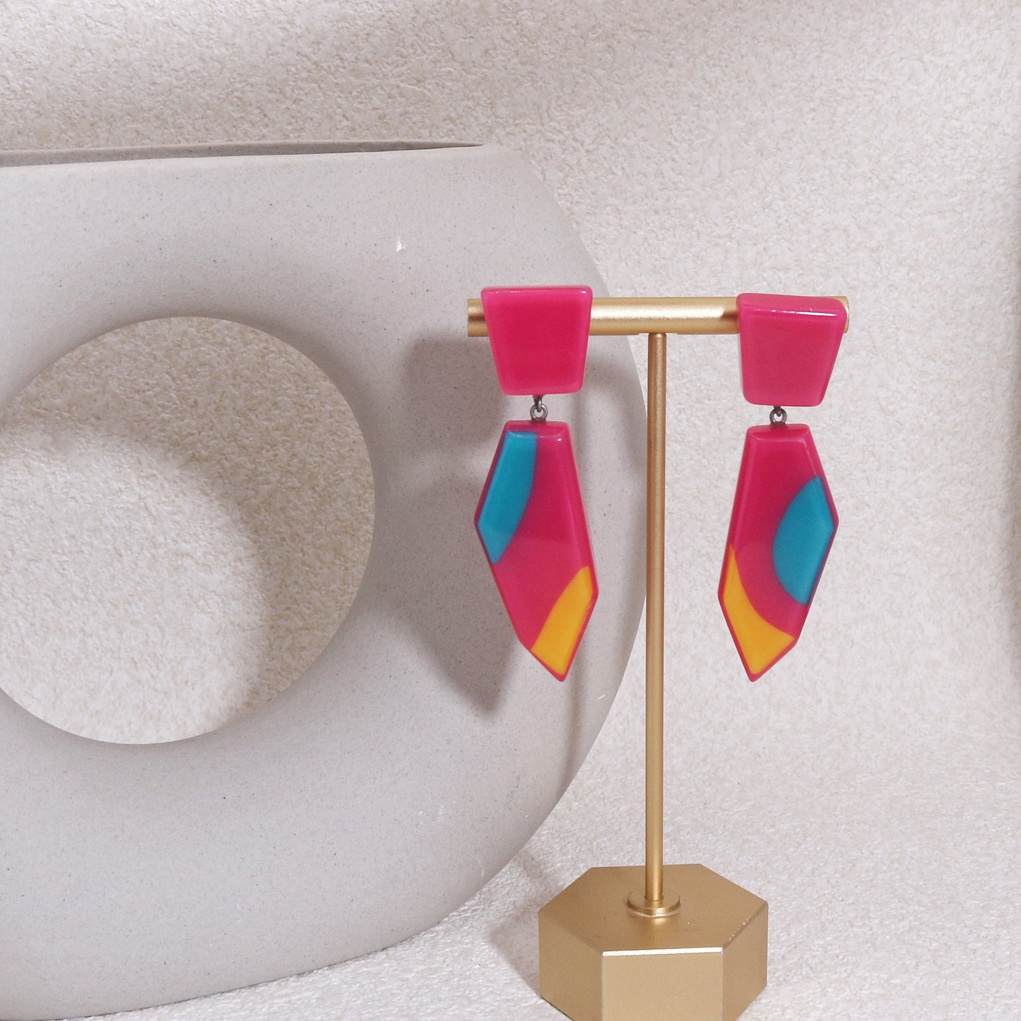 INDY Statement Geometry Drop Earrings
