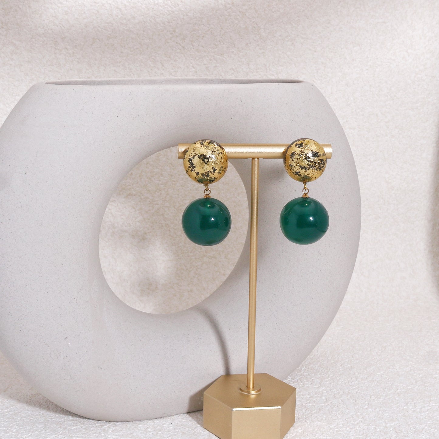ORBEADZ Luxury Emerald Sphere Drop Earrings