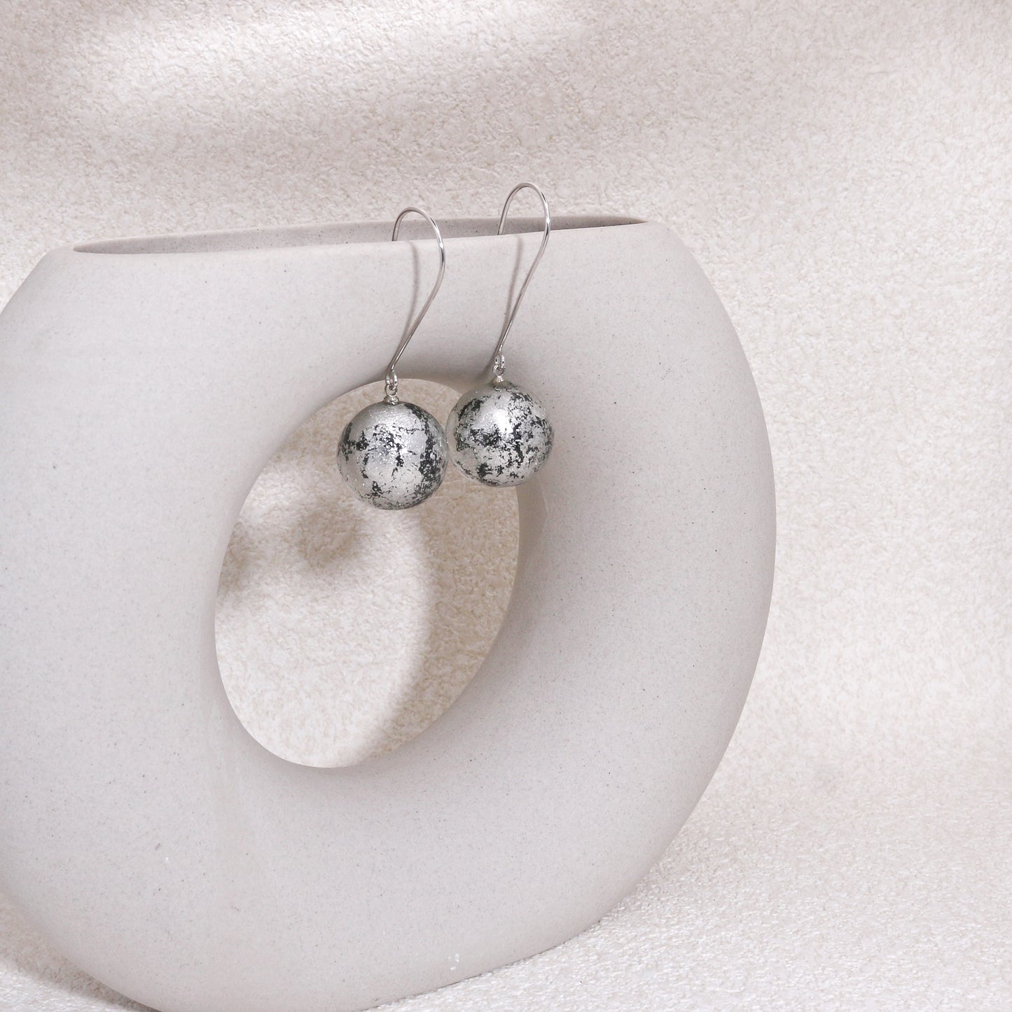 ORBEADZ Minimalist Tattered Sphere Solitaire Earrings