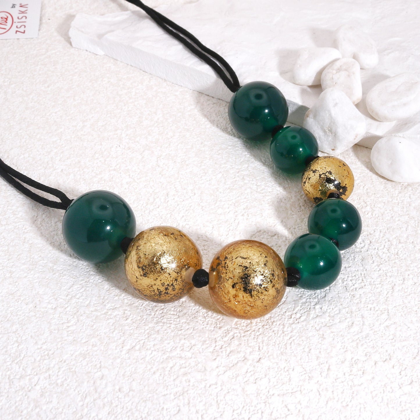 ORBEADZ Emerald and Gold Sphere Necklace
