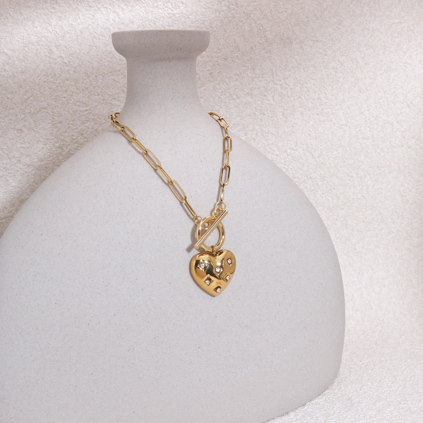Vintage Diamante Heart Locket Necklace