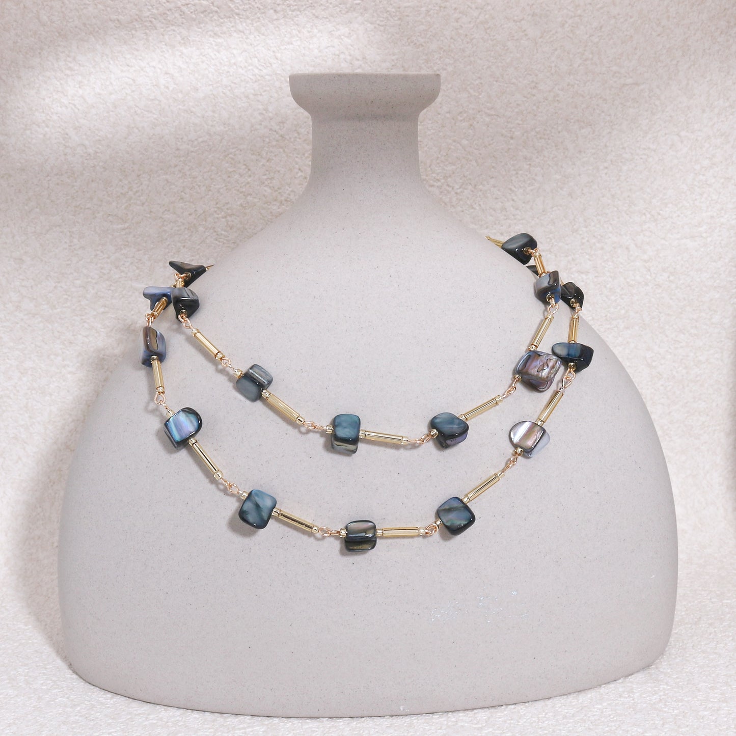 Pollina Abalone Shell and Crystal Glass Necklace