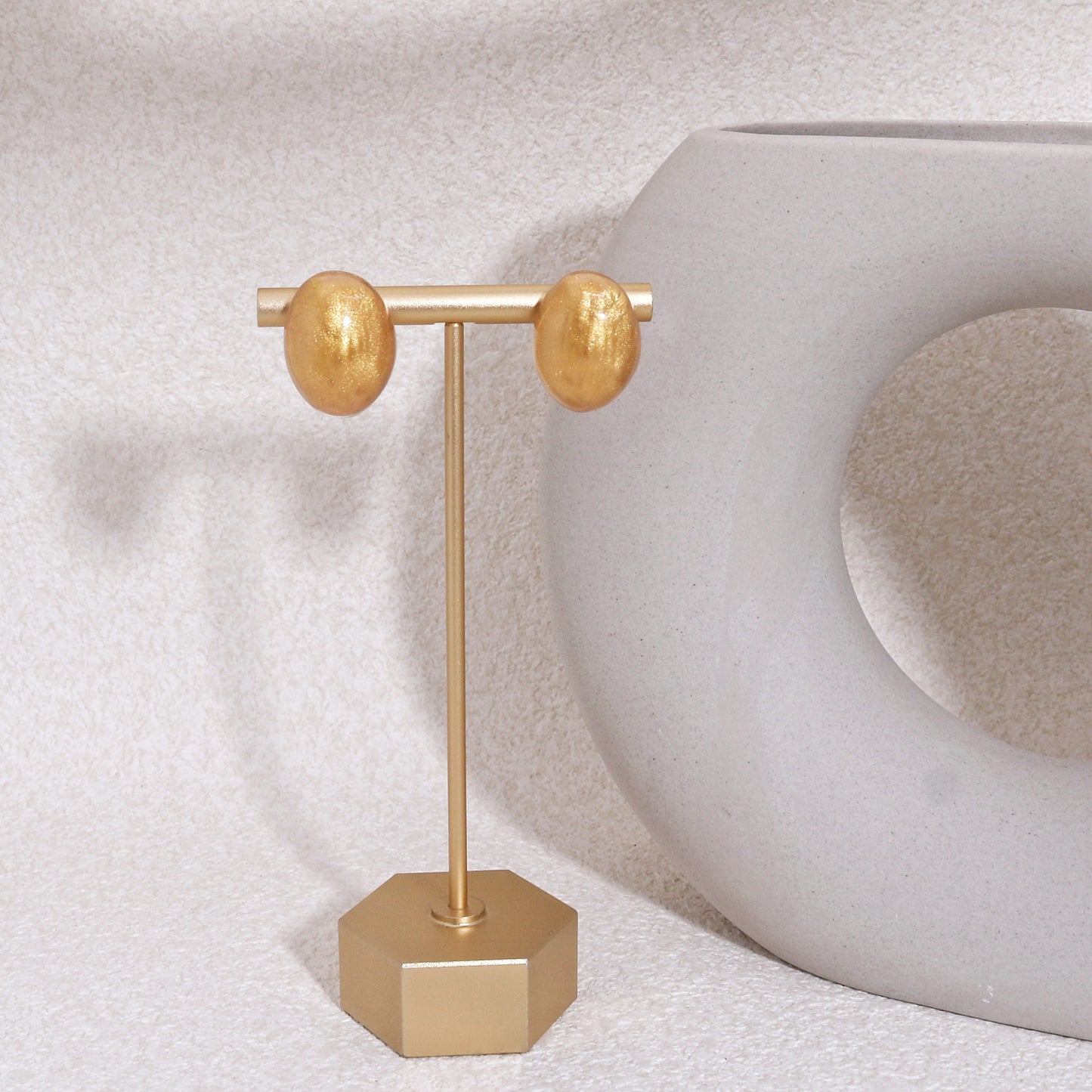 LUXUS Gold Glass Stud Earrings