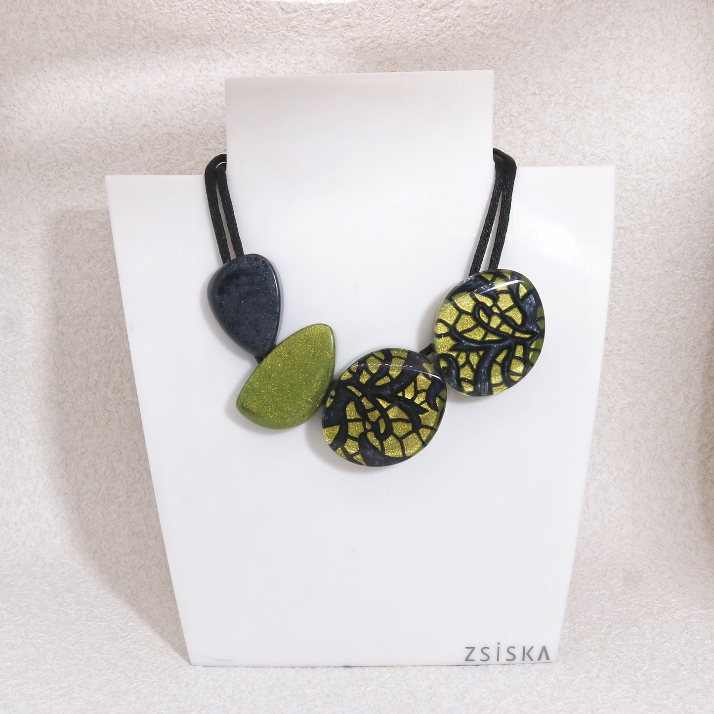 PEACE Art Deco Fashion Necklace in Green