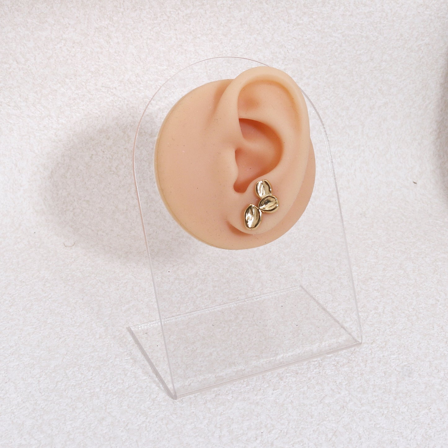 Trinity Textured Leaf Minimalist Stud Earrings