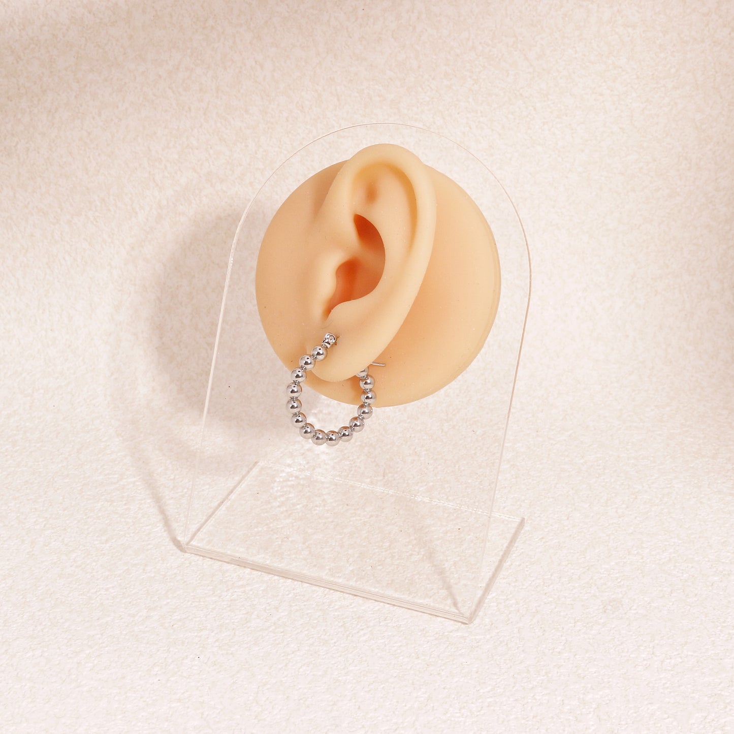 Leah Stainless Steel Beaded Hoop Earrings