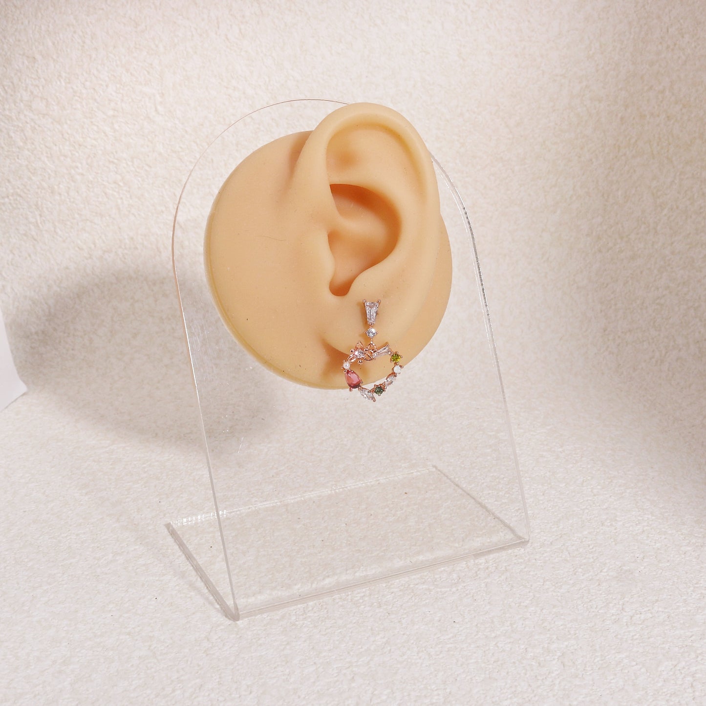 Olivina Dainty Korean Heart Crystal Earrings