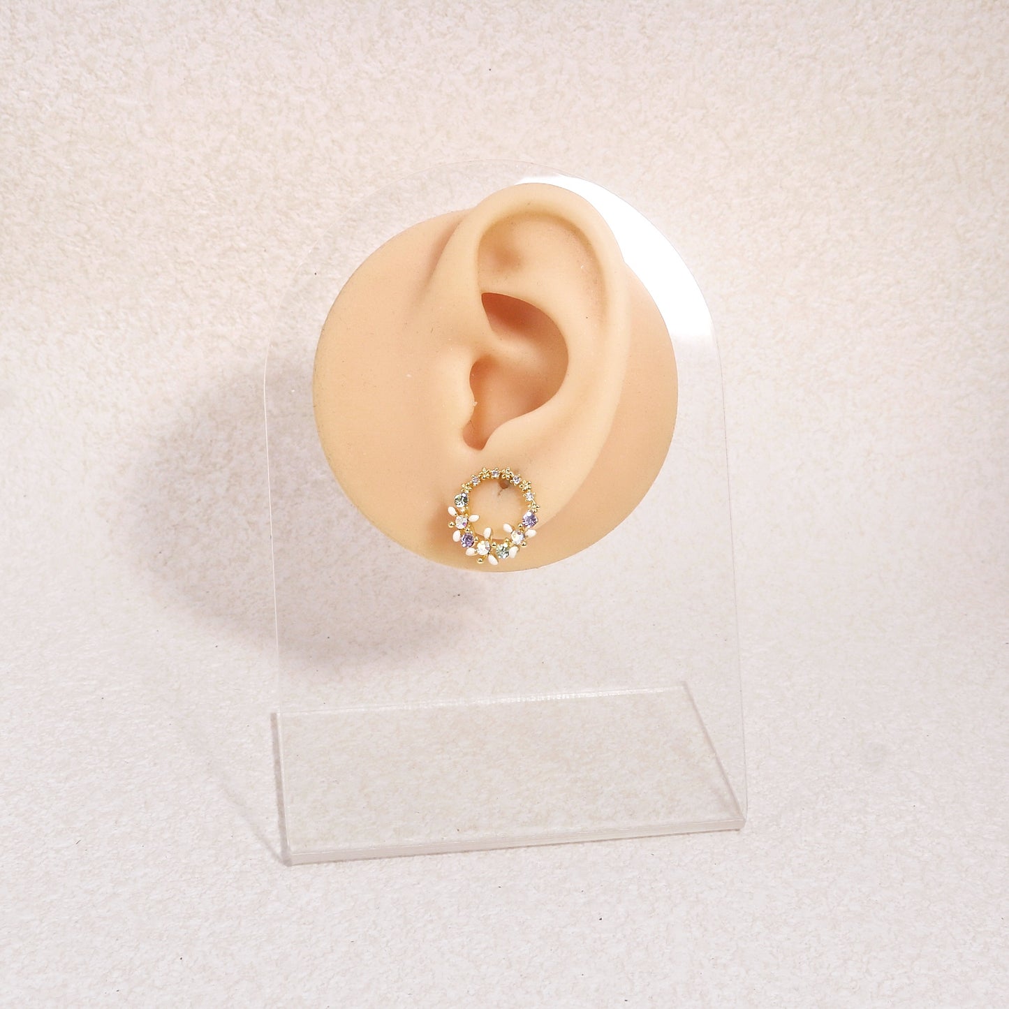 Kara Dainty Korean Crystal Floral Stud Earrings