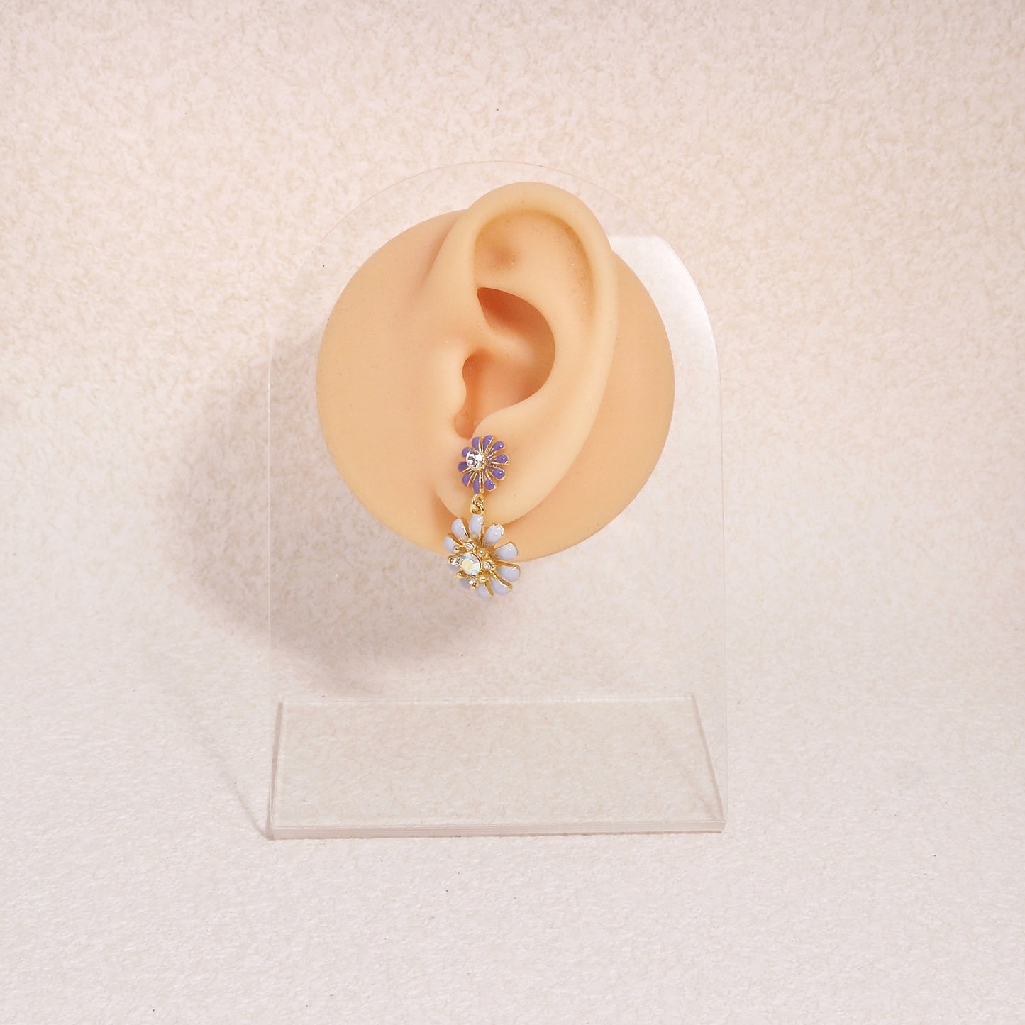 Cynthia Stylish Pastel Double Floral Dangle Earrings