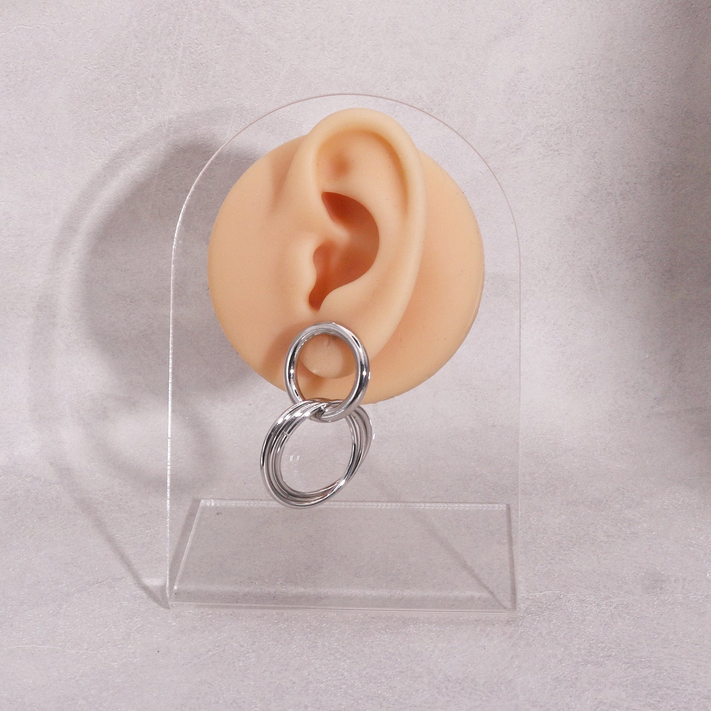 Destiny Double Circle and Pearl Drop Dangle Earrings