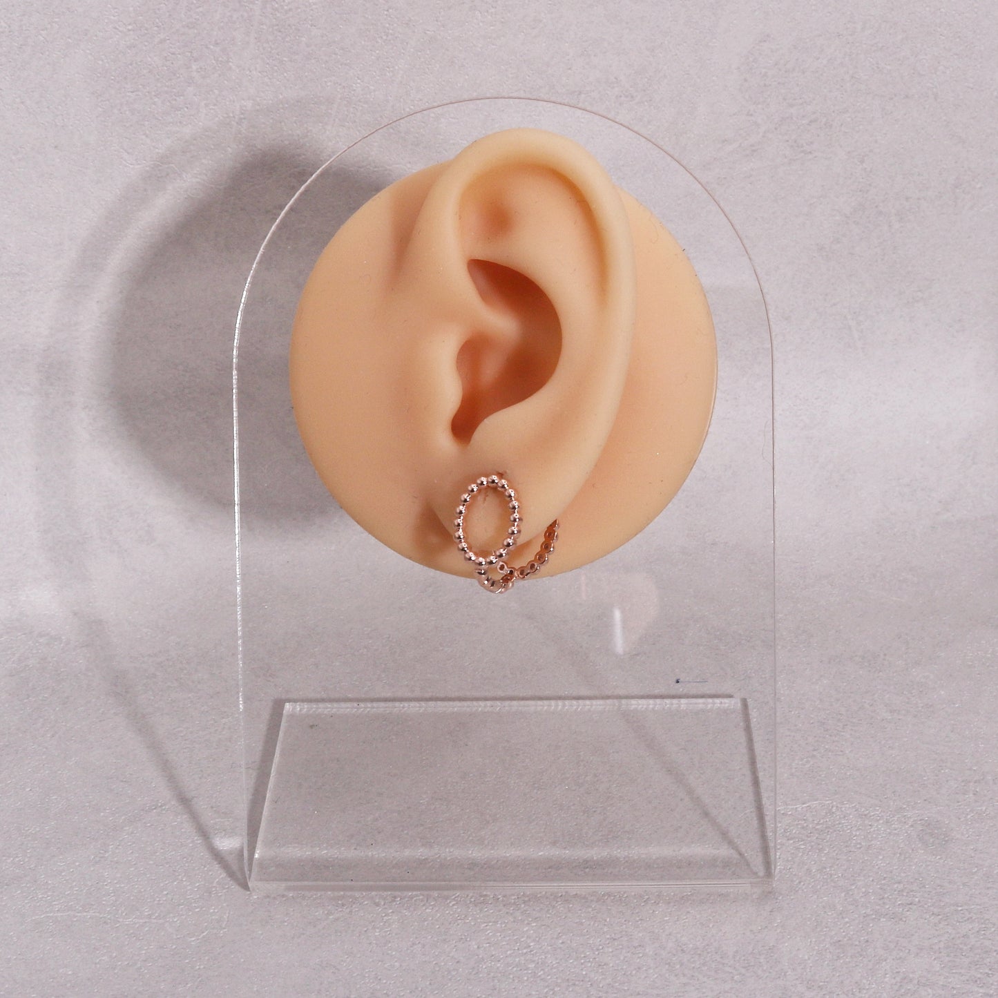 Gemma Minimalist Beaded Oval Metal Hoop Earrings