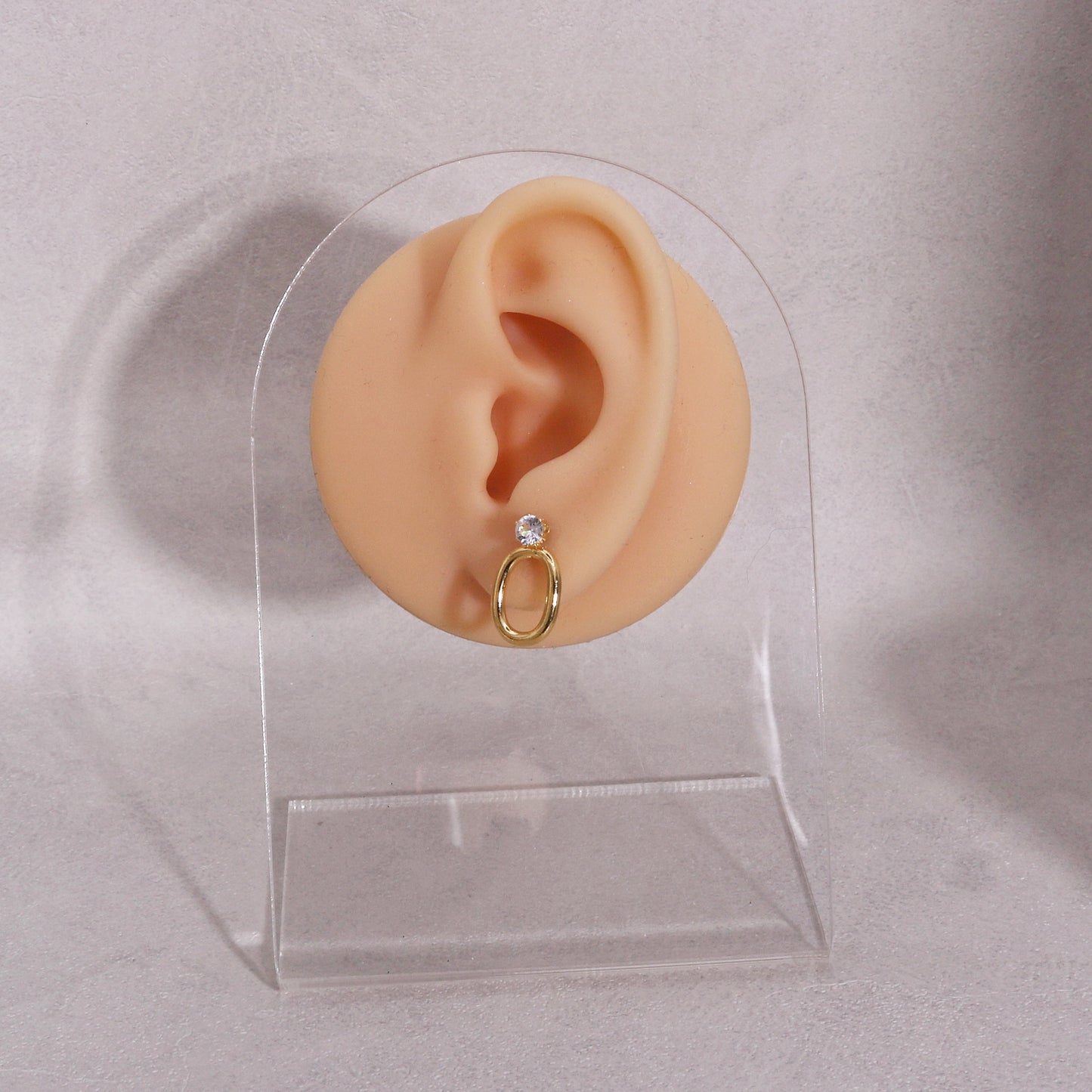 Holly Minimalist Oval Metal Stud Drop Earrings