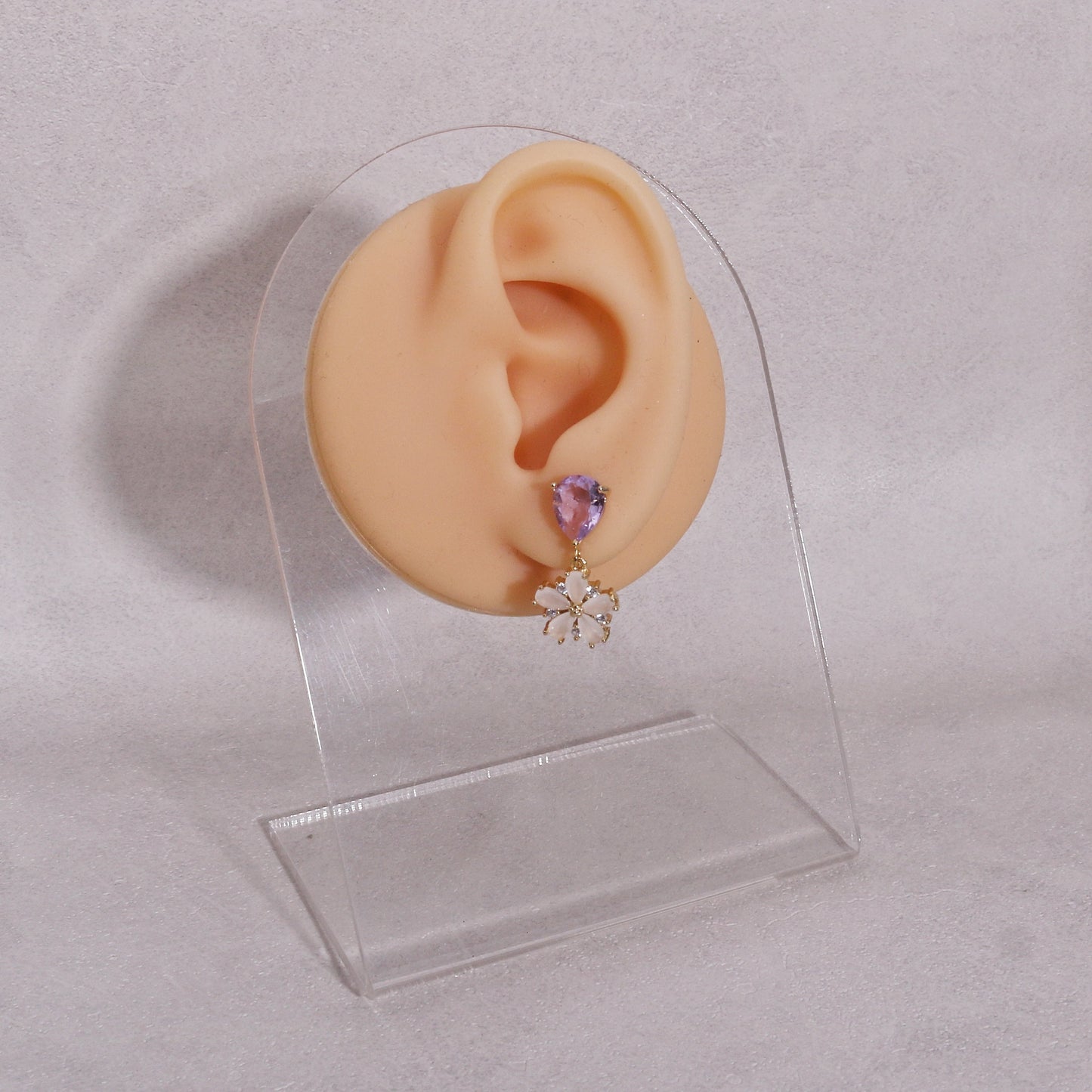 Avery Pastel Pink Floral CZ Drop Earrings