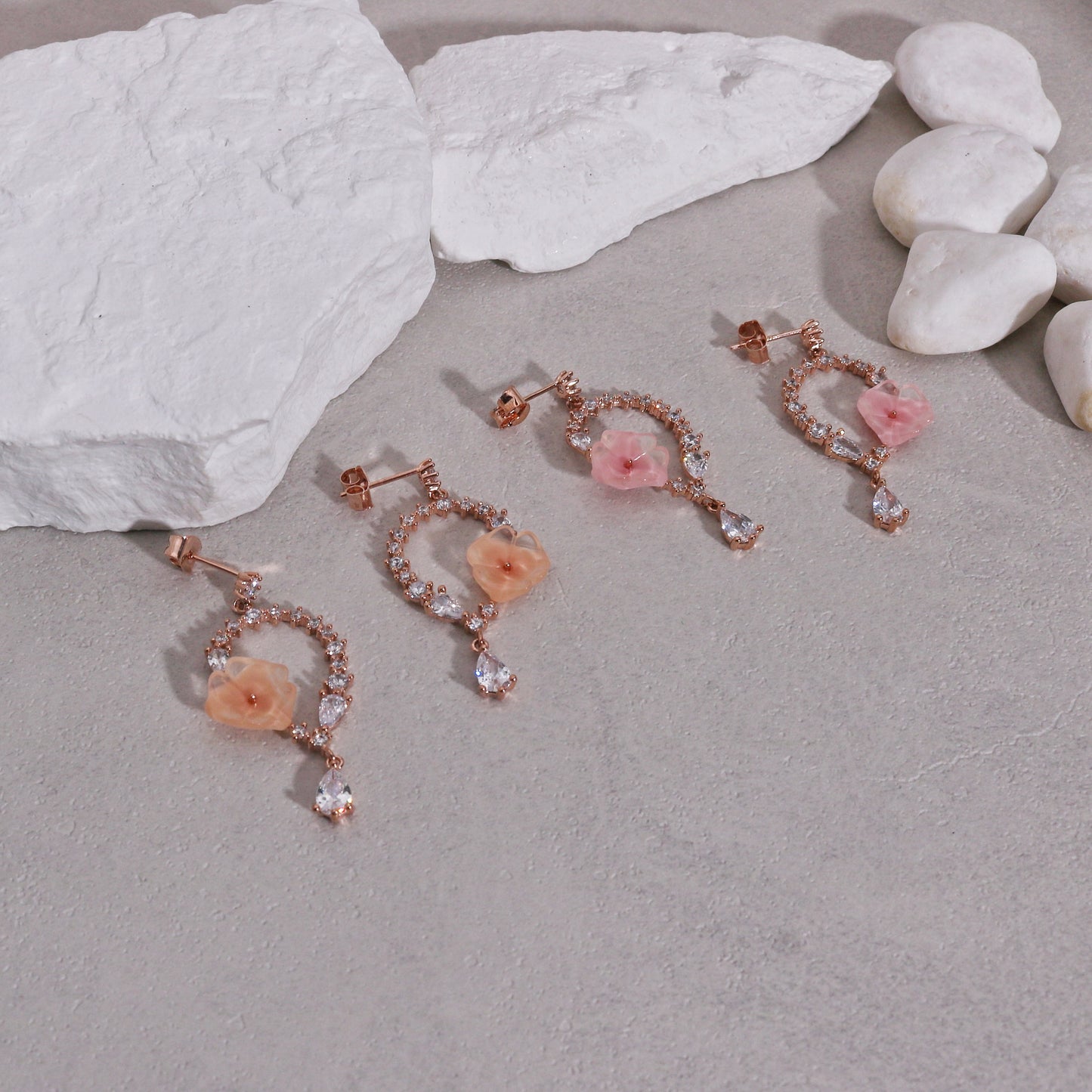 Althea Glamorous CZ Sparkle Sakura Drop Earrings