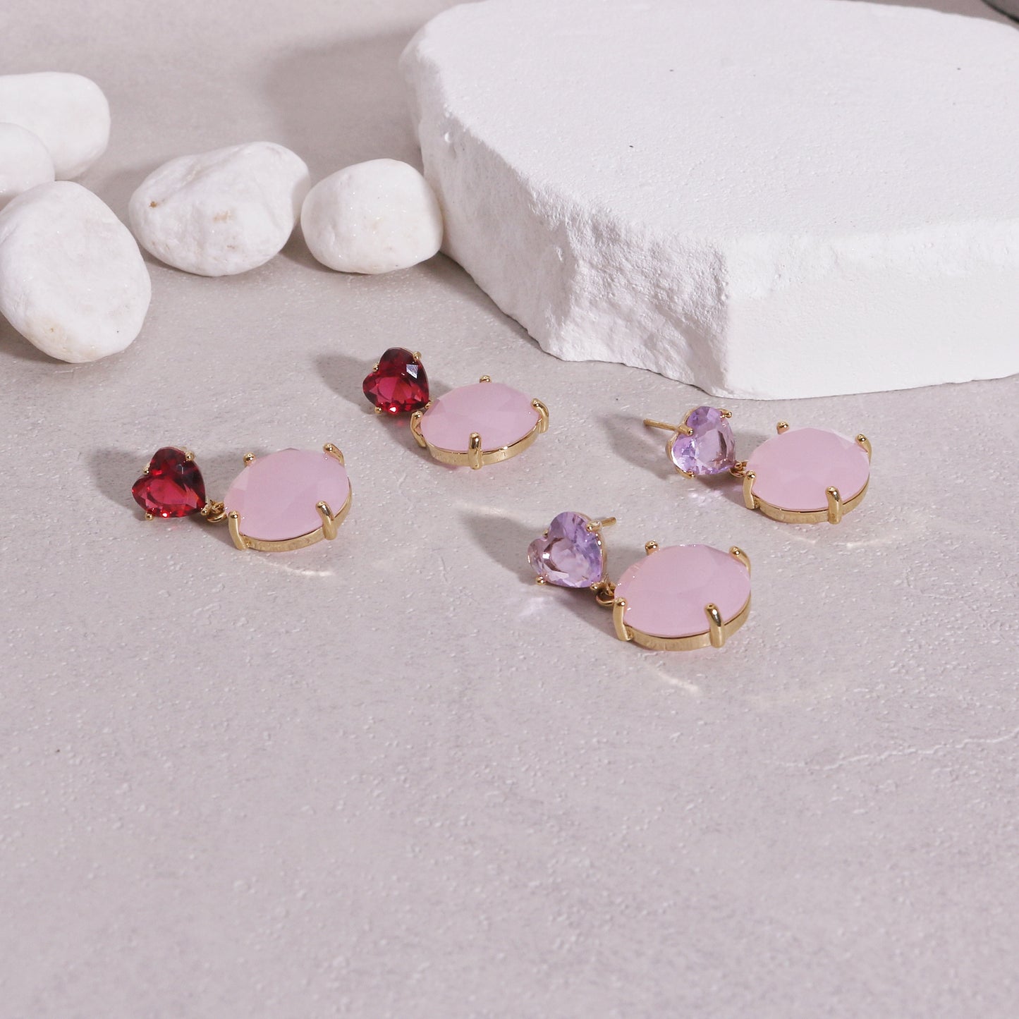 Rose Quartz Crystal Love Drop Earrings