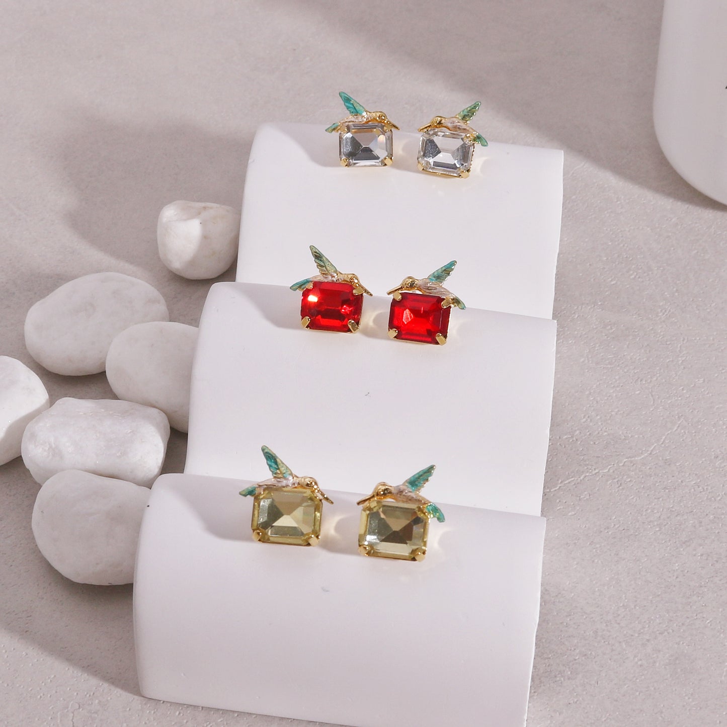 Mini Hummingbird Crystal Stud Earrings