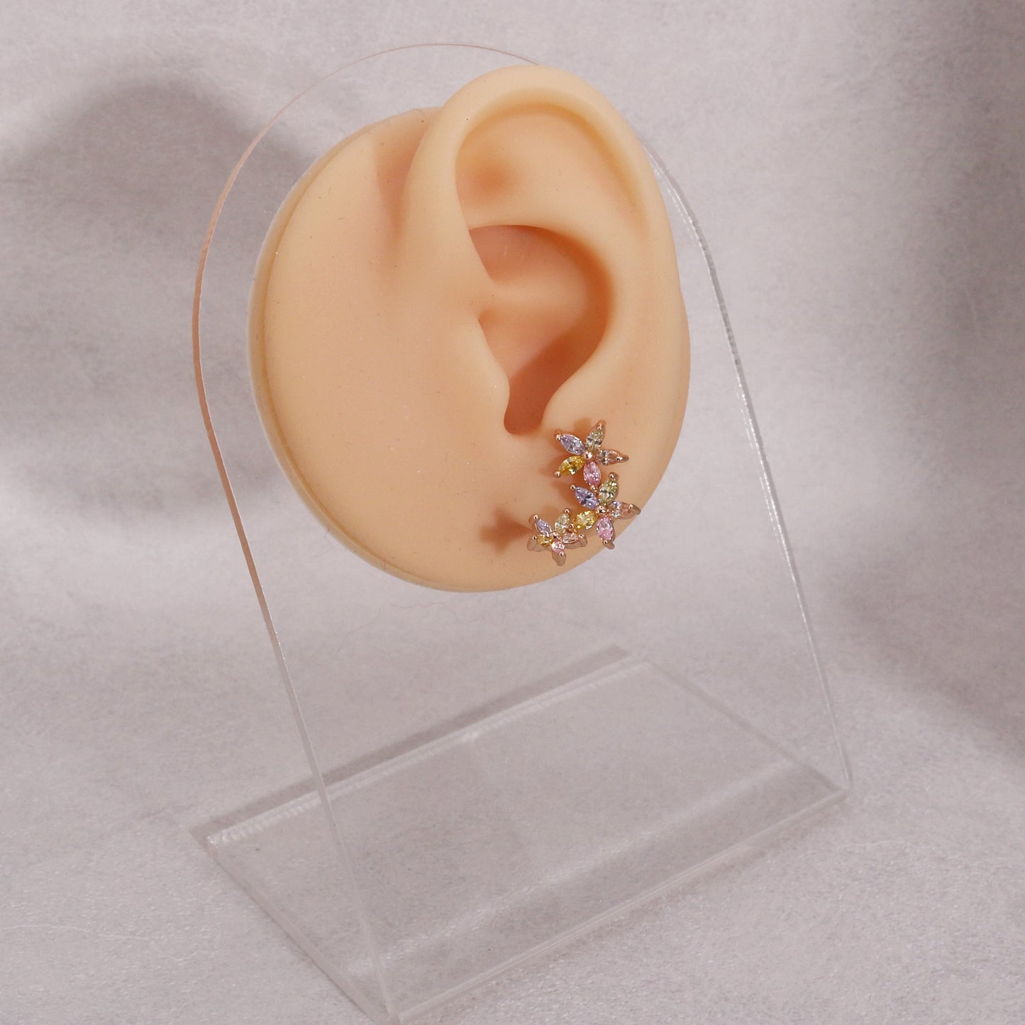 Danielle 3 Floral CZ Diamond Drop Earrings