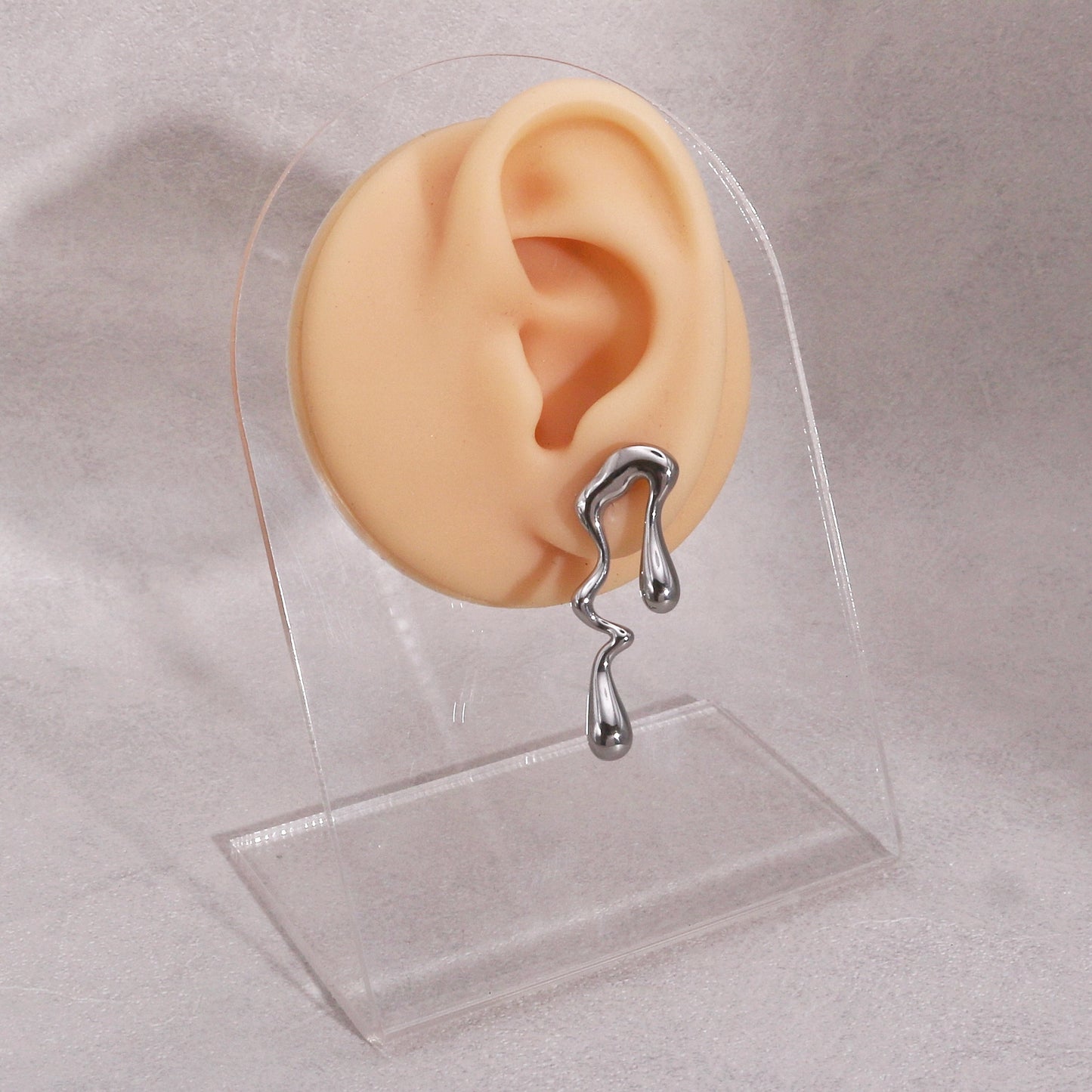 Melania Asymmetric Steel Artistry Stud Earrings