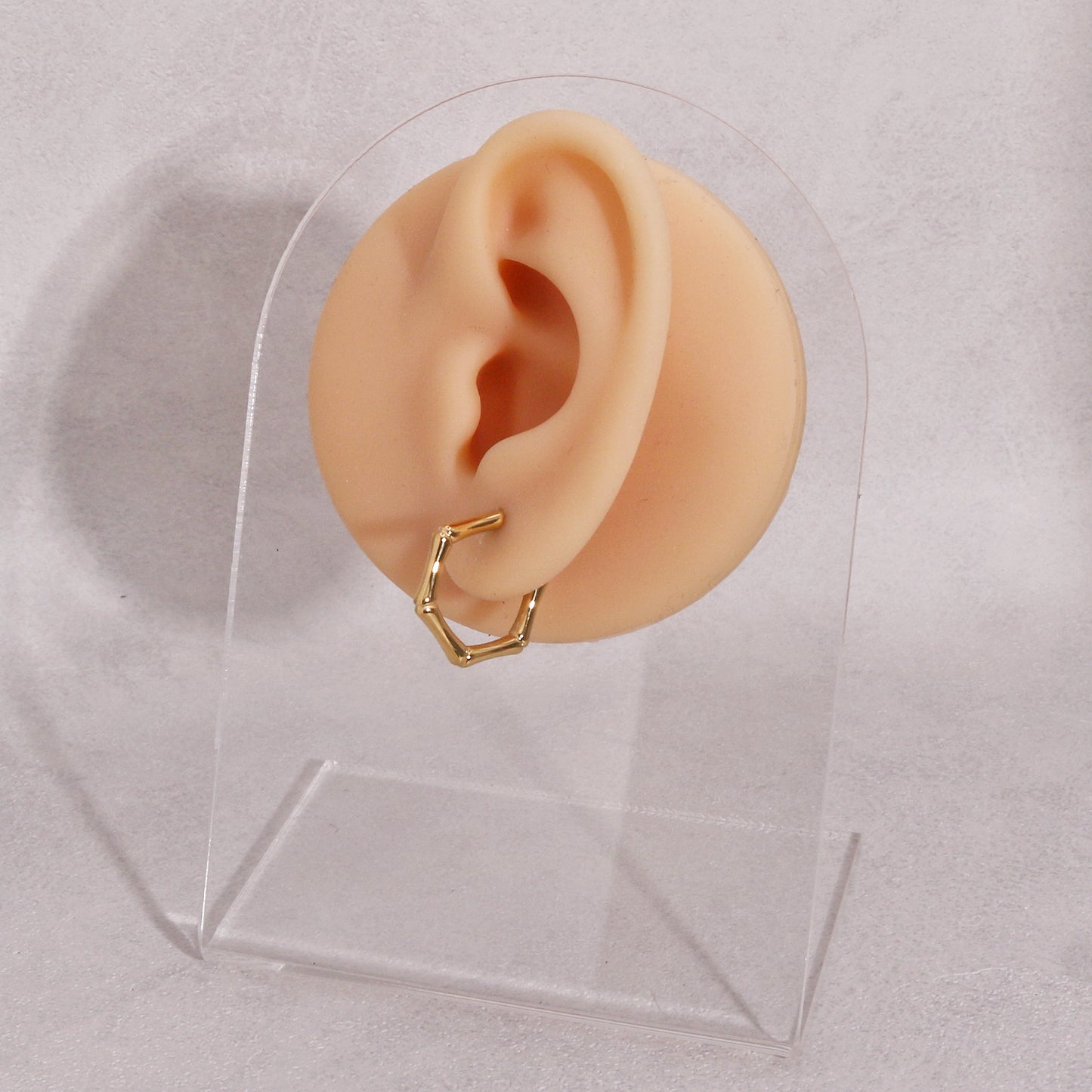 Elisa Mini Bamboo Geometric Steel Hoop Earrings