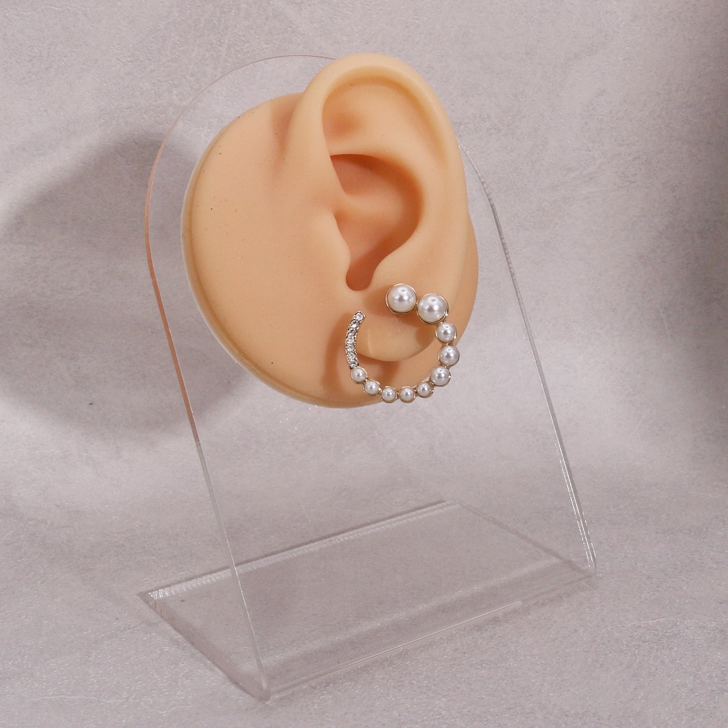 Halsey O-shaped Pearl and CZ Stud Earrings