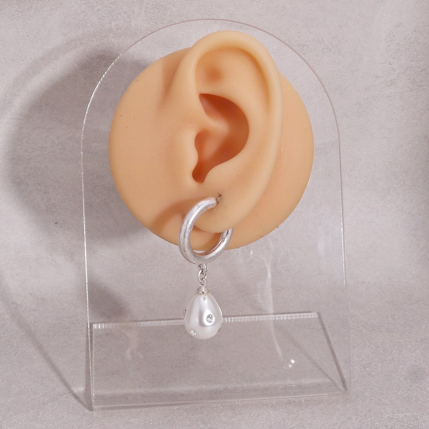Dakota Crystal Infused Pearl Hoop Drop Earrings