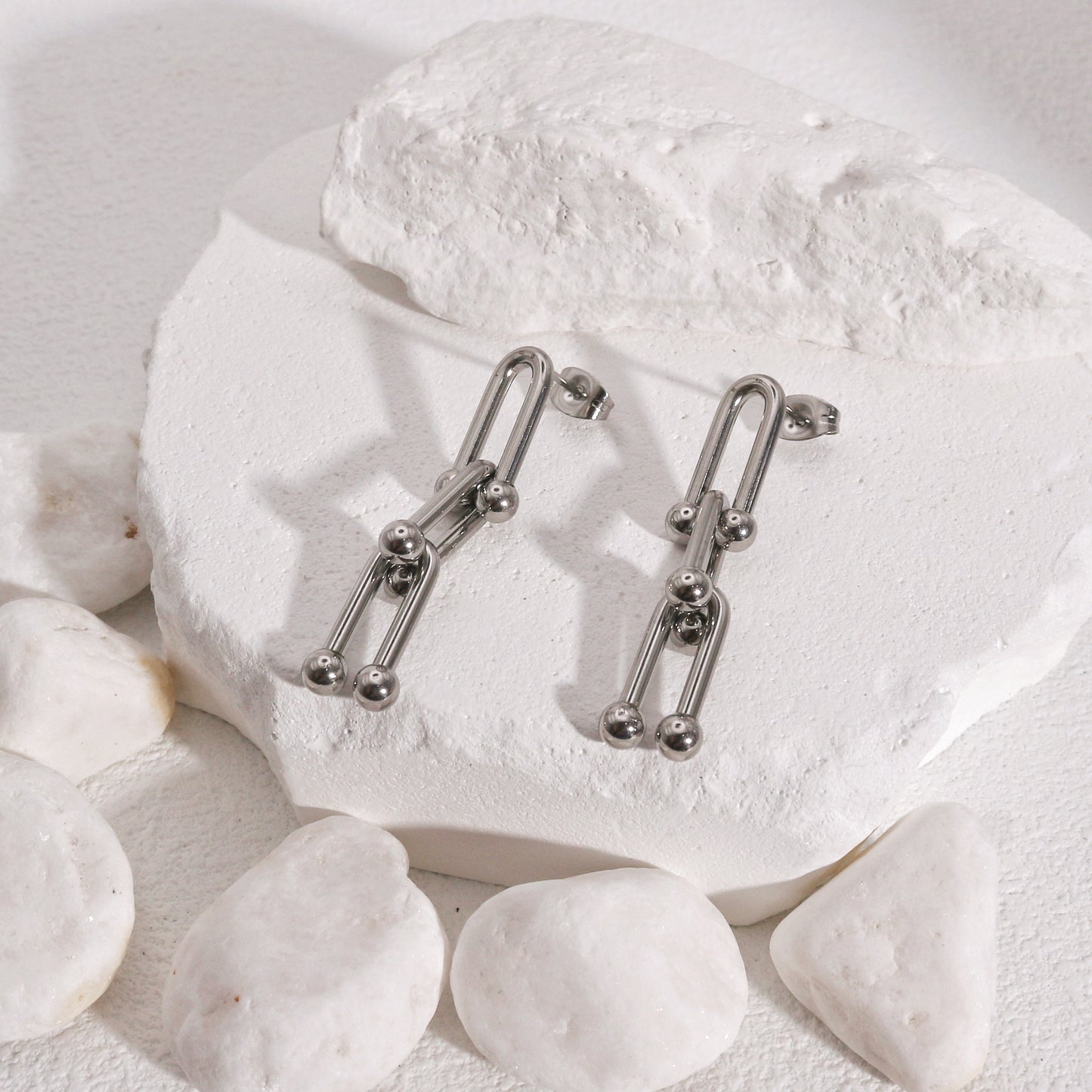 Peyton Modern Glamor Steel Drop Earrings