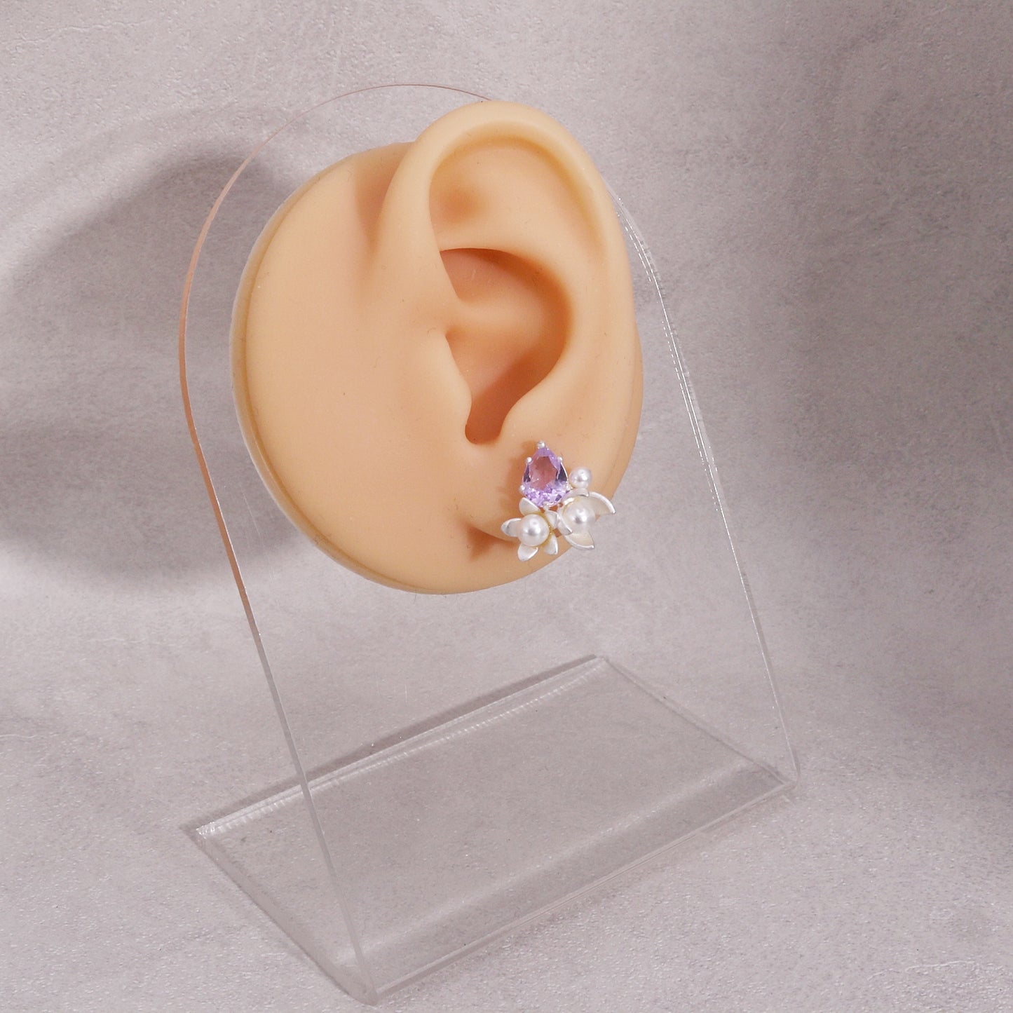Solandis Elegant Pear Crystal Floral Stud Earrings