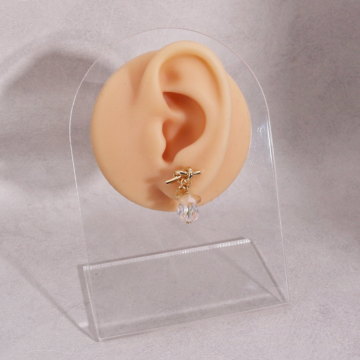 Faceted Crystal and Knot Short Dangle Earrings