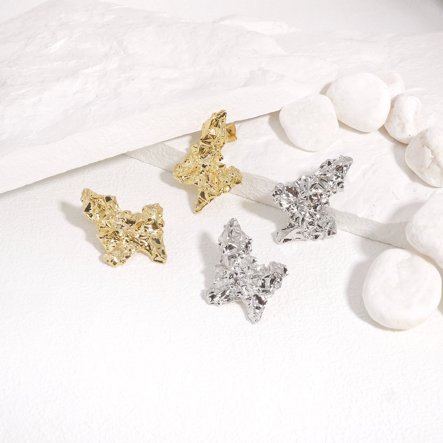 Jazreel Crushed Foil 70's Stud Dangle Earrings