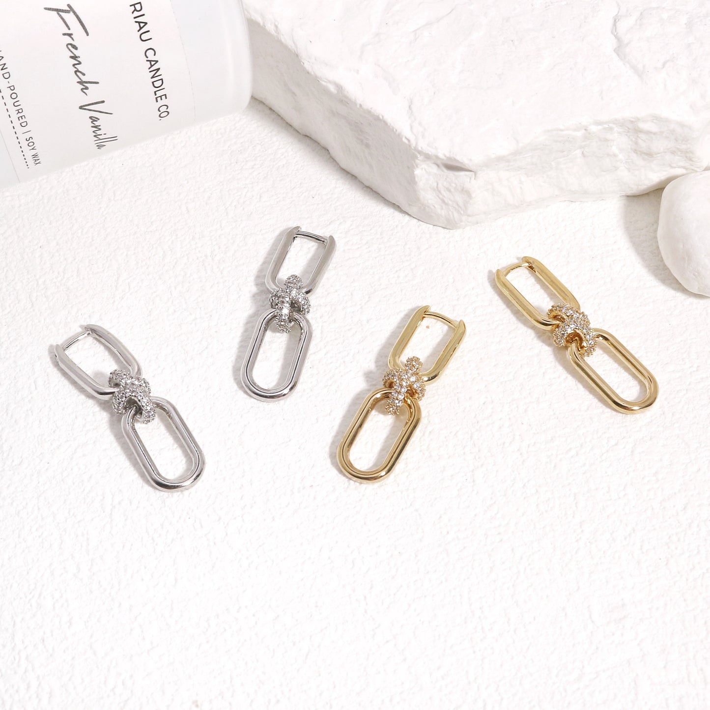 Merylin Modern Minimalist CZ Drop Earrings