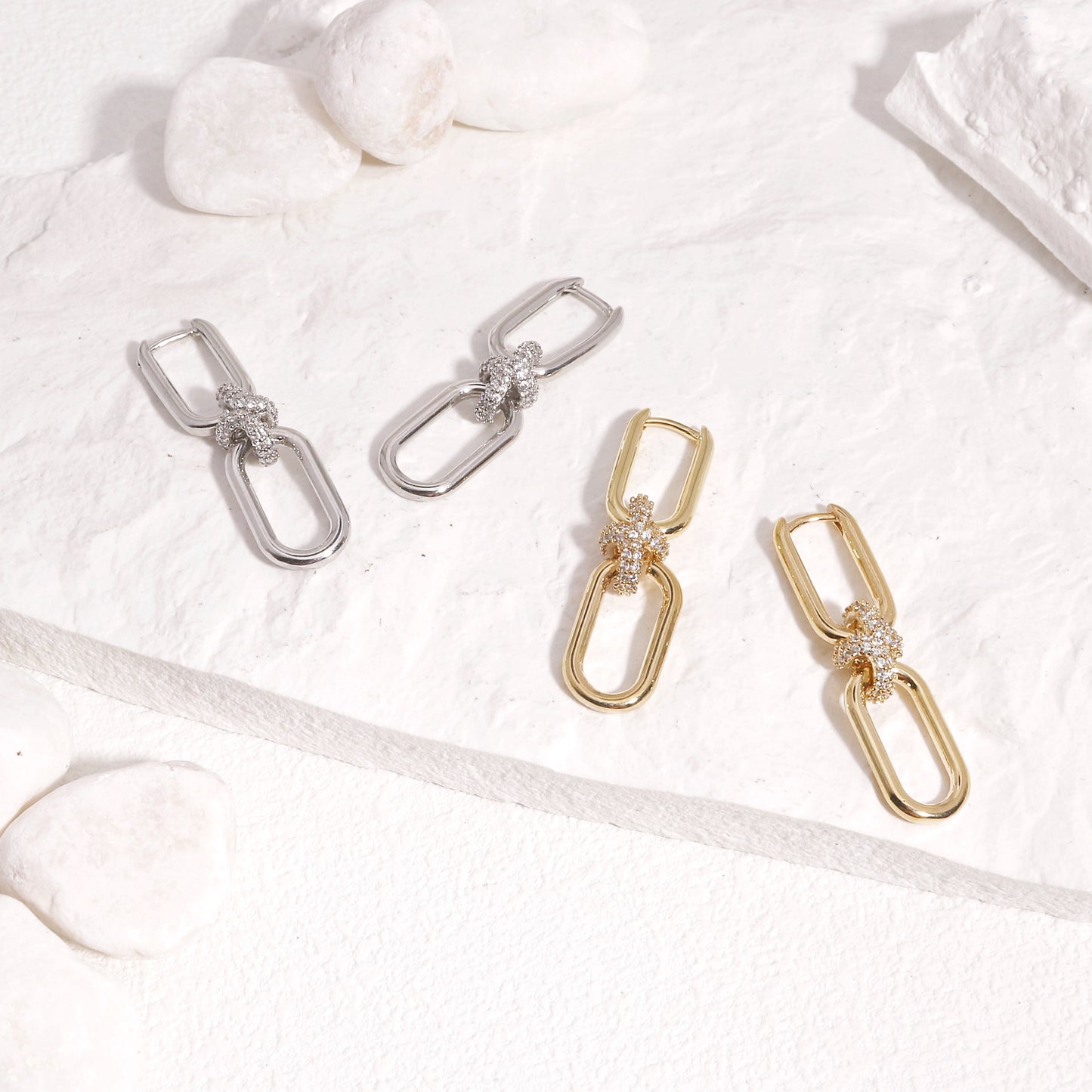 Merylin Modern Minimalist CZ Drop Earrings