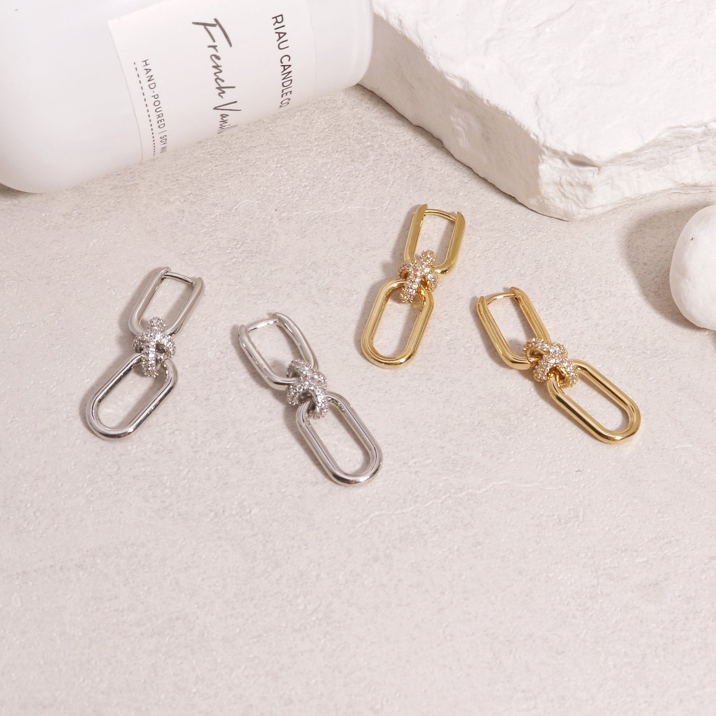 Merylin Modern Minimalist CZ Drop Earrings
