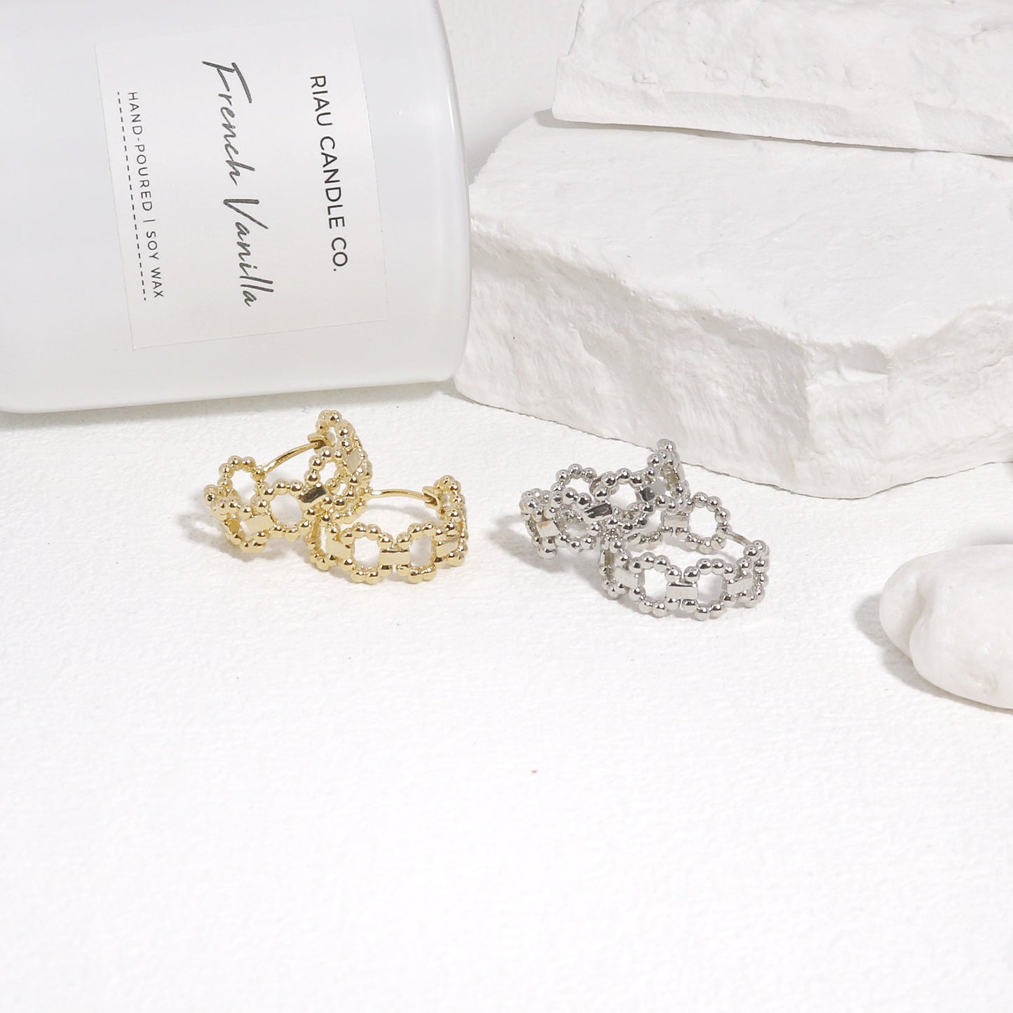 Brooke Simple Honeycomb Hoop Earrings