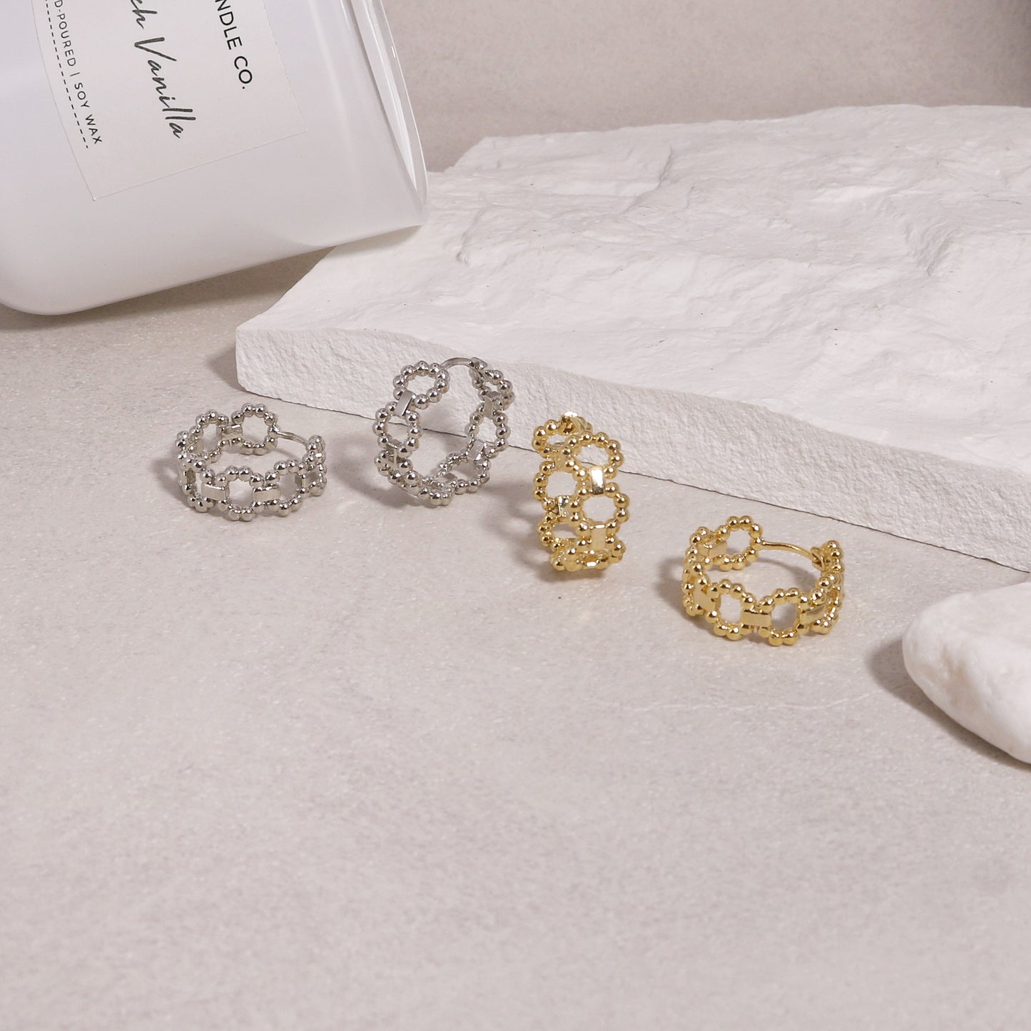 Brooke Simple Honeycomb Hoop Earrings