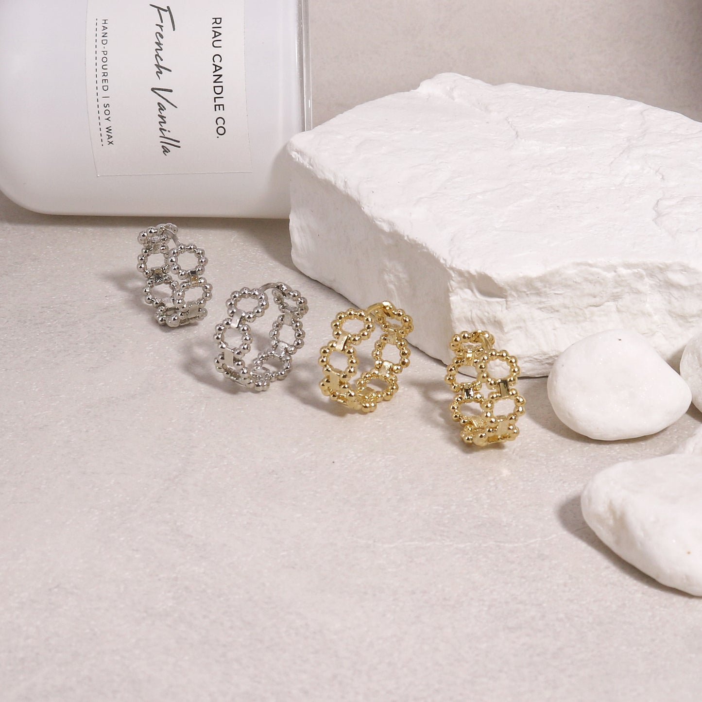 Brooke Simple Honeycomb Hoop Earrings